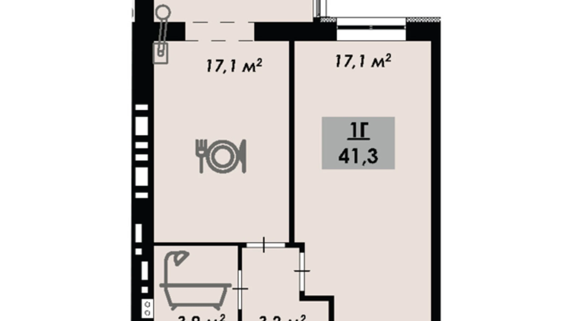 Продается 1-комнатная квартира 41.3 кв. м в Черкассах, ул. Надпольная, 222 - фото 2