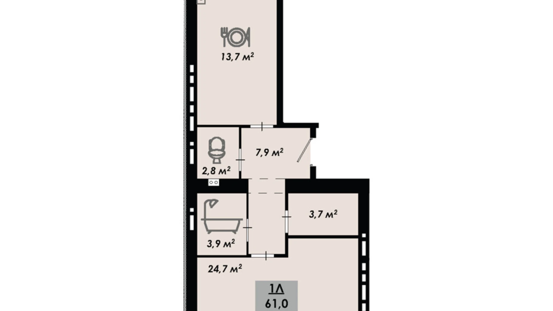Продается 1-комнатная квартира 61 кв. м в Черкассах, ул. Надпольная, 222 - фото 2