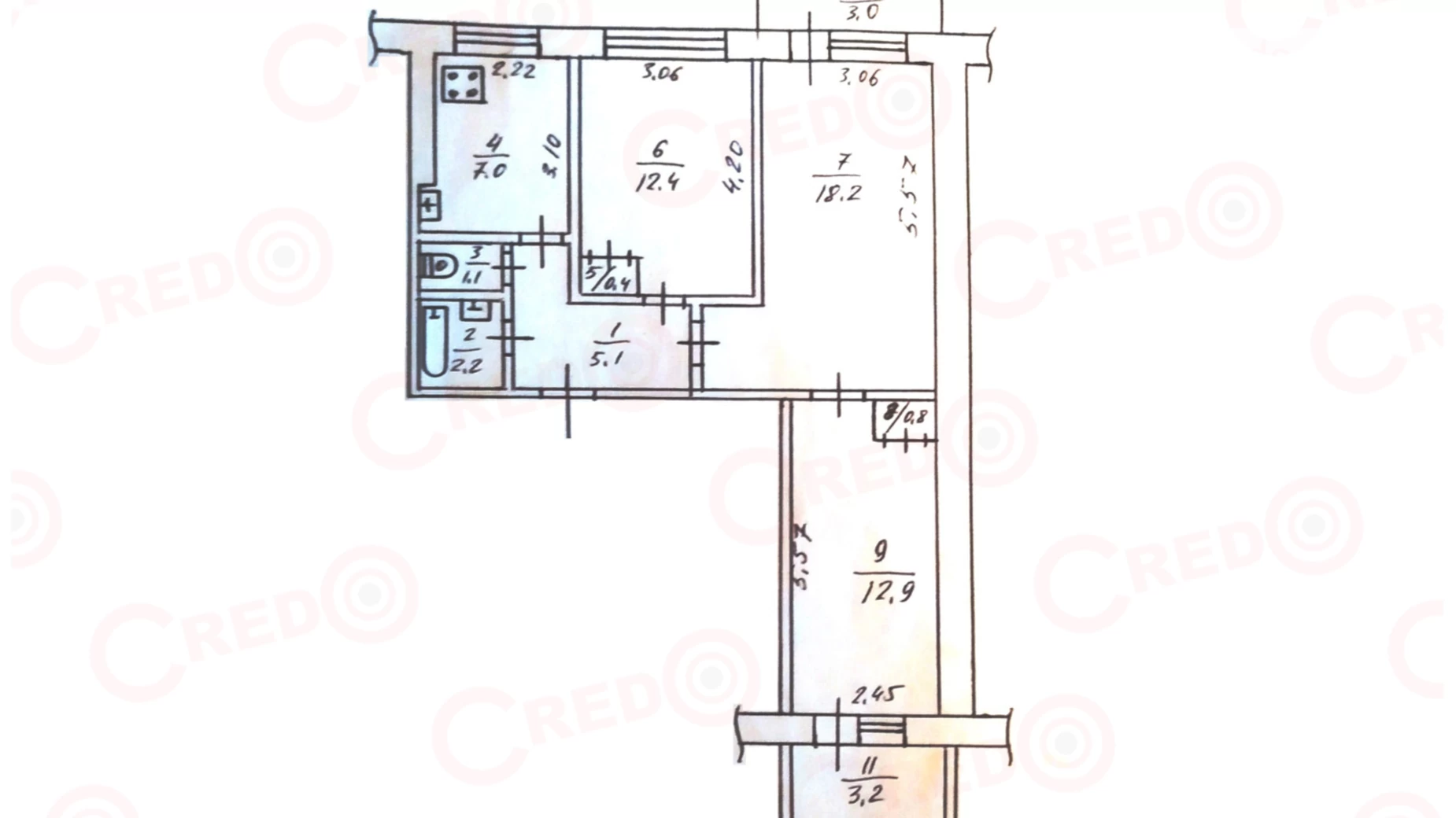 Продается 3-комнатная квартира 62.6 кв. м в Кривом Роге, просп. Мира