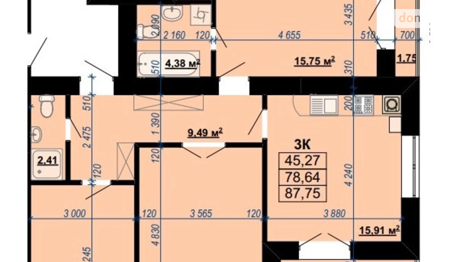 Продается 3-комнатная квартира 87 кв. м в Ивано-Франковске, ул. Млынарская