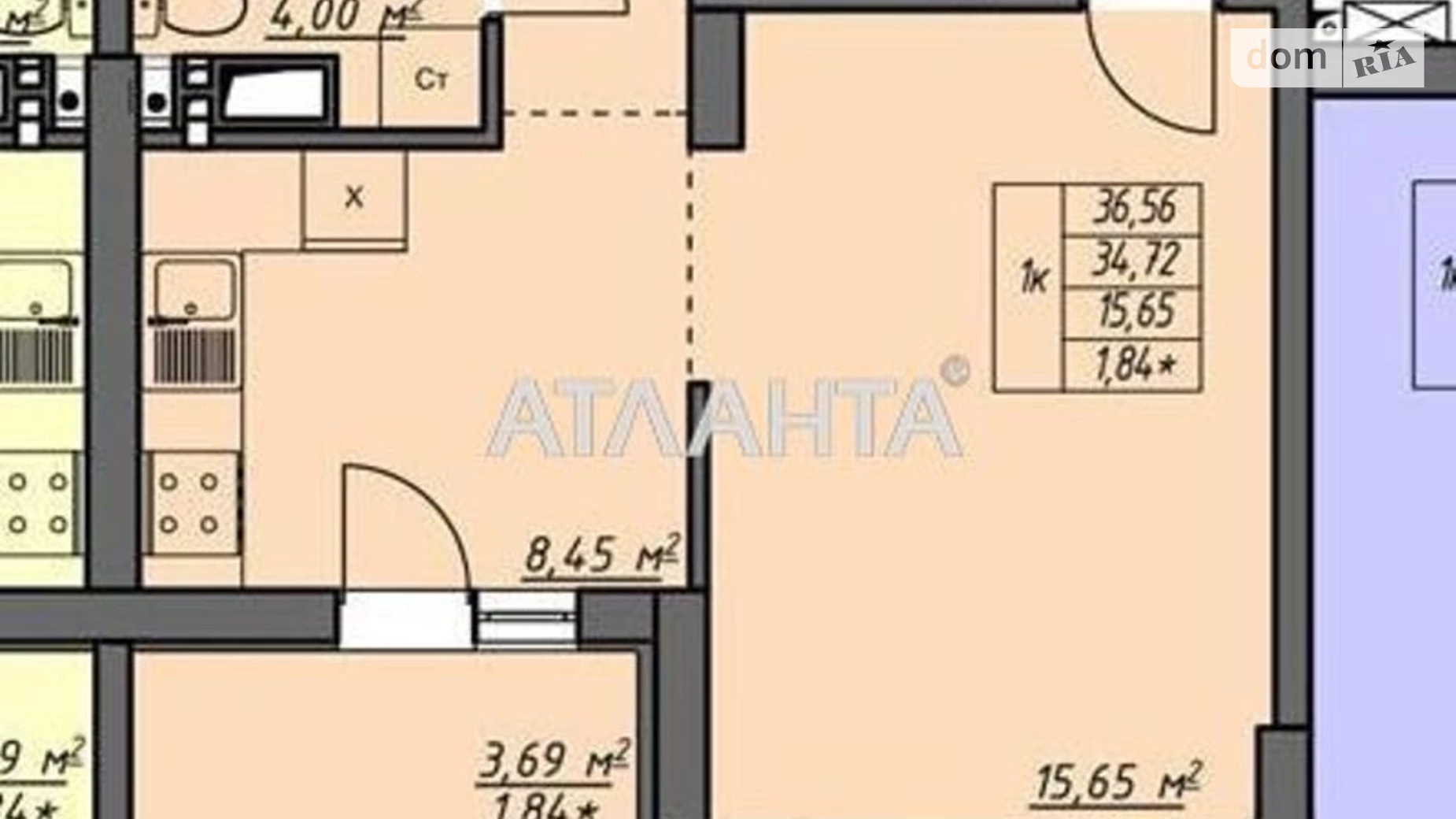 Продається 1-кімнатна квартира 36.5 кв. м у Одесі, вул. Михайла Грушевського, 30Г