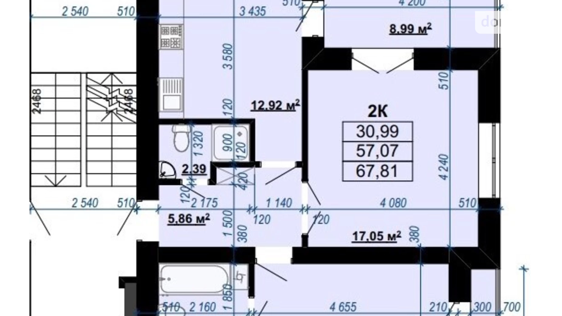 Продается 2-комнатная квартира 67.8 кв. м в Ивано-Франковске, ул. Млынарская, 19