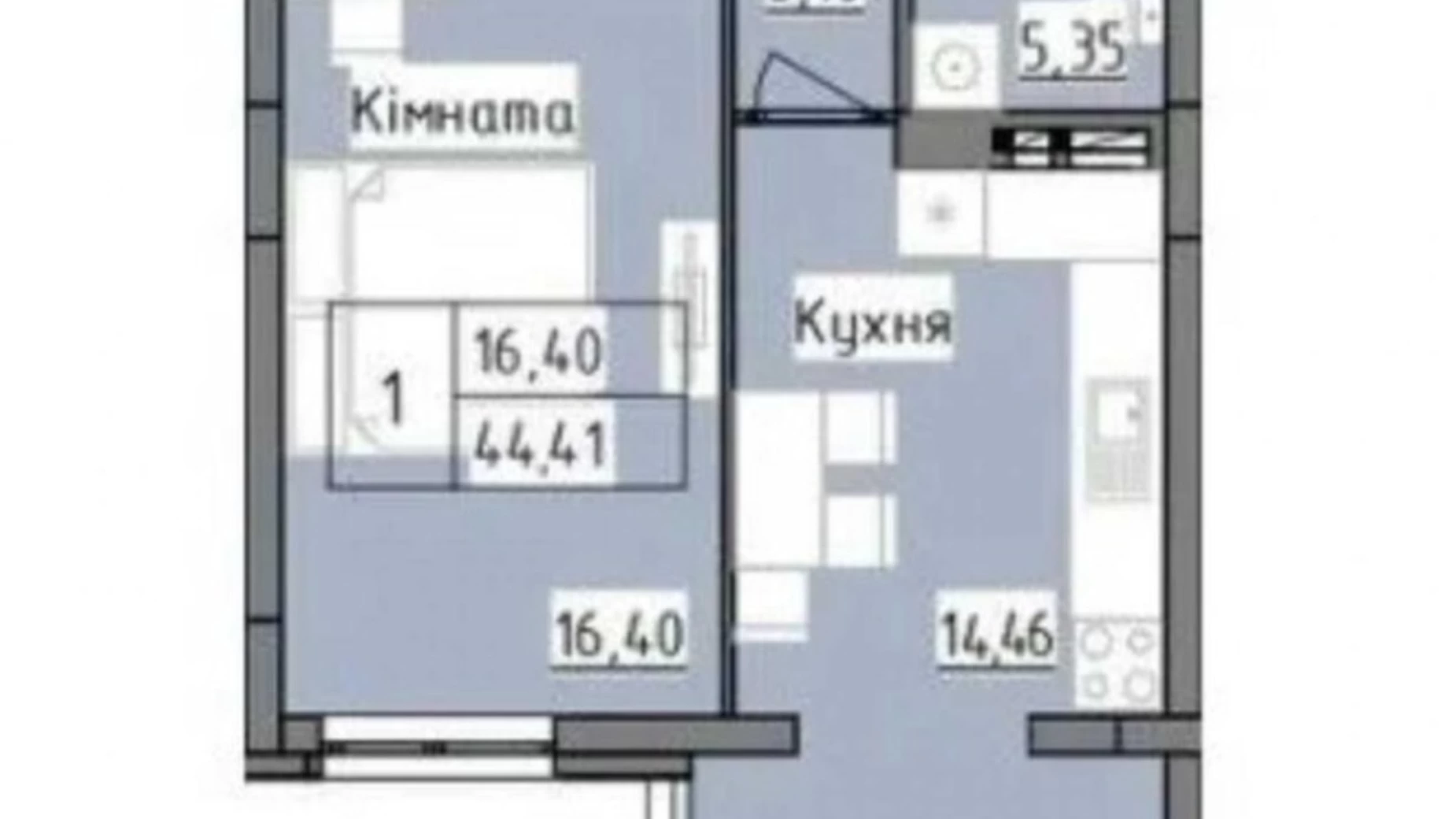 Продается 1-комнатная квартира 44.41 кв. м в Львове, ул. Роксоляны, 63/2 - фото 2