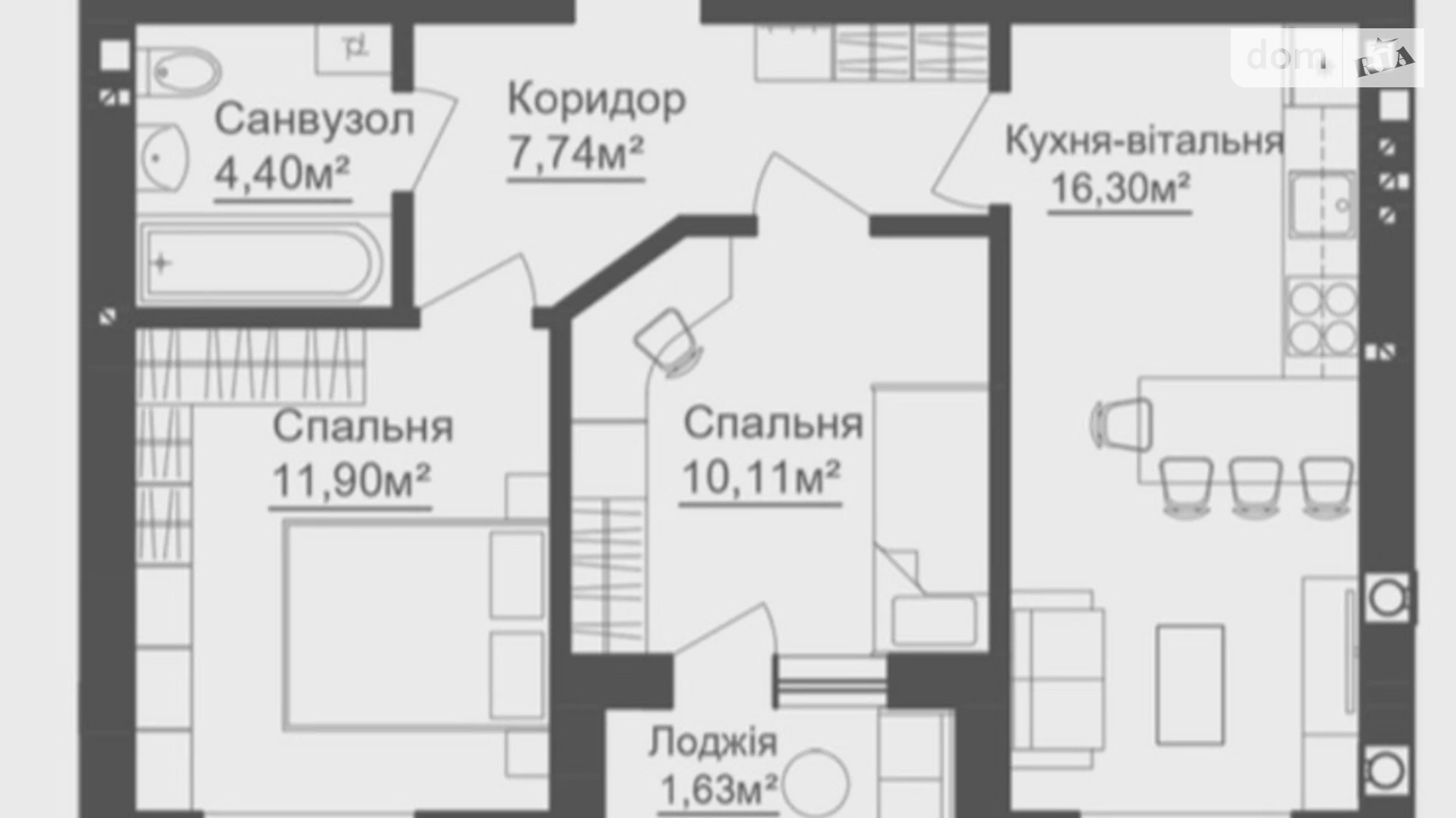 Продается 2-комнатная квартира 52 кв. м в Гостомеле, ул. Сентябрьская, 21