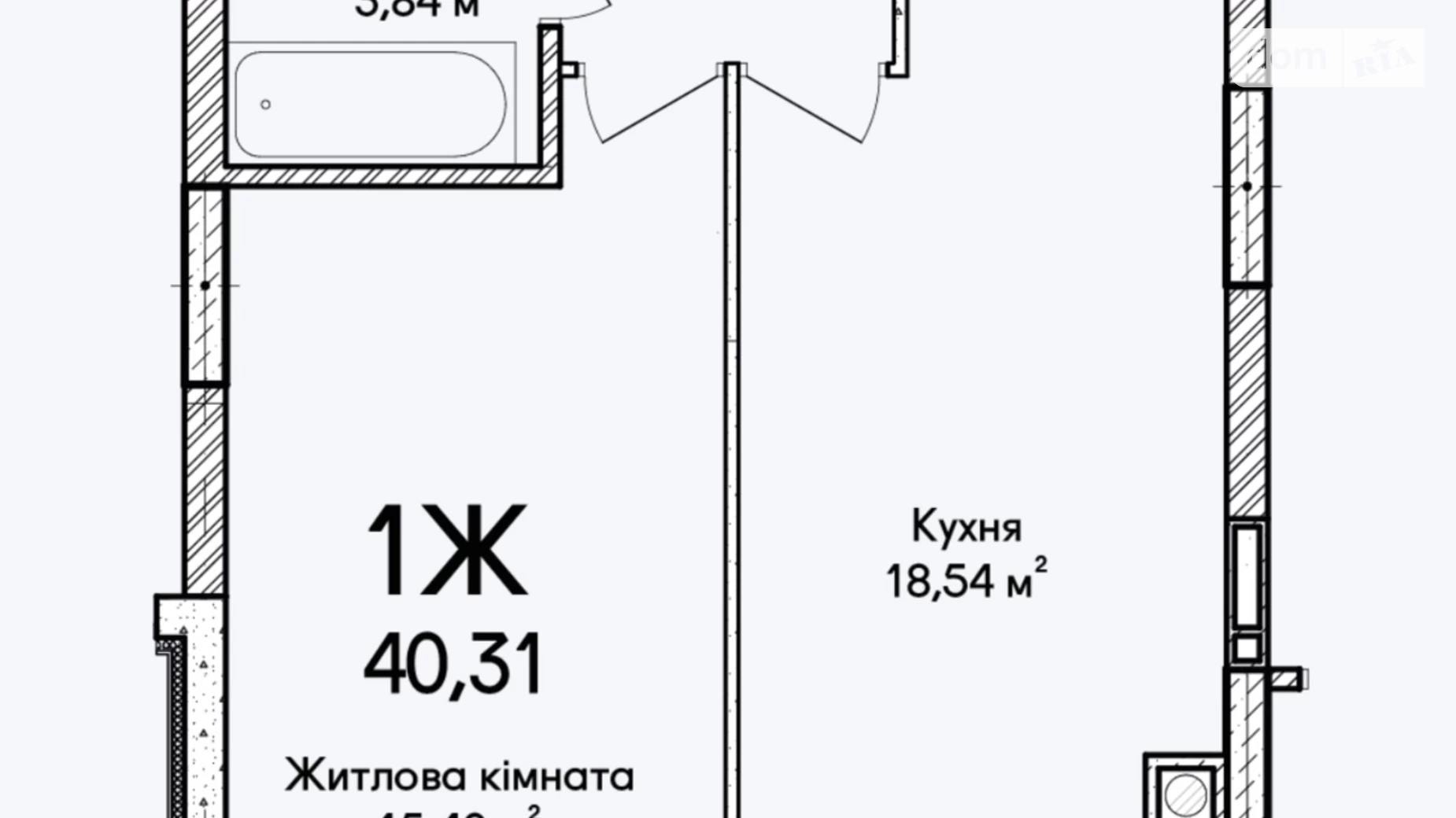 Продается 1-комнатная квартира 40 кв. м в Ирпене, ул. Кобылянской Ольги, 1В/22 - фото 2