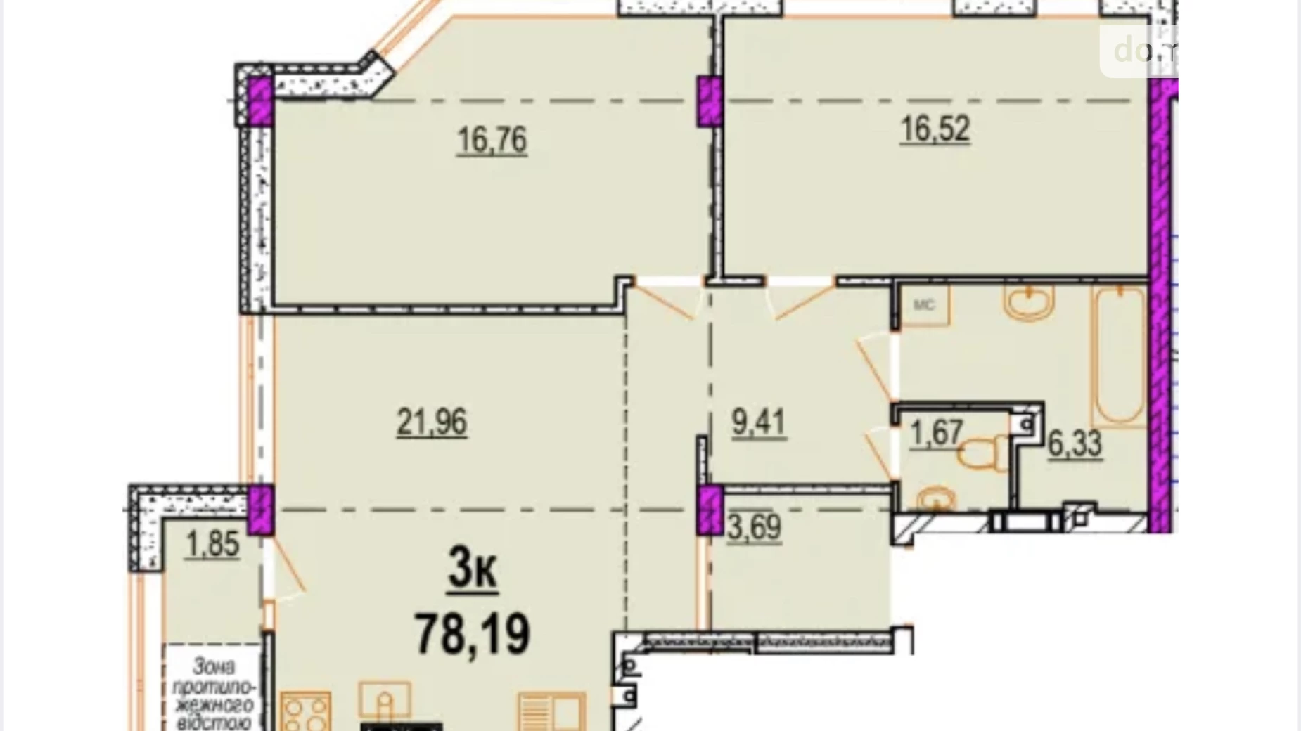 Продається 3-кімнатна квартира 78 кв. м у Вінниці, просп. Космонавтів, 76