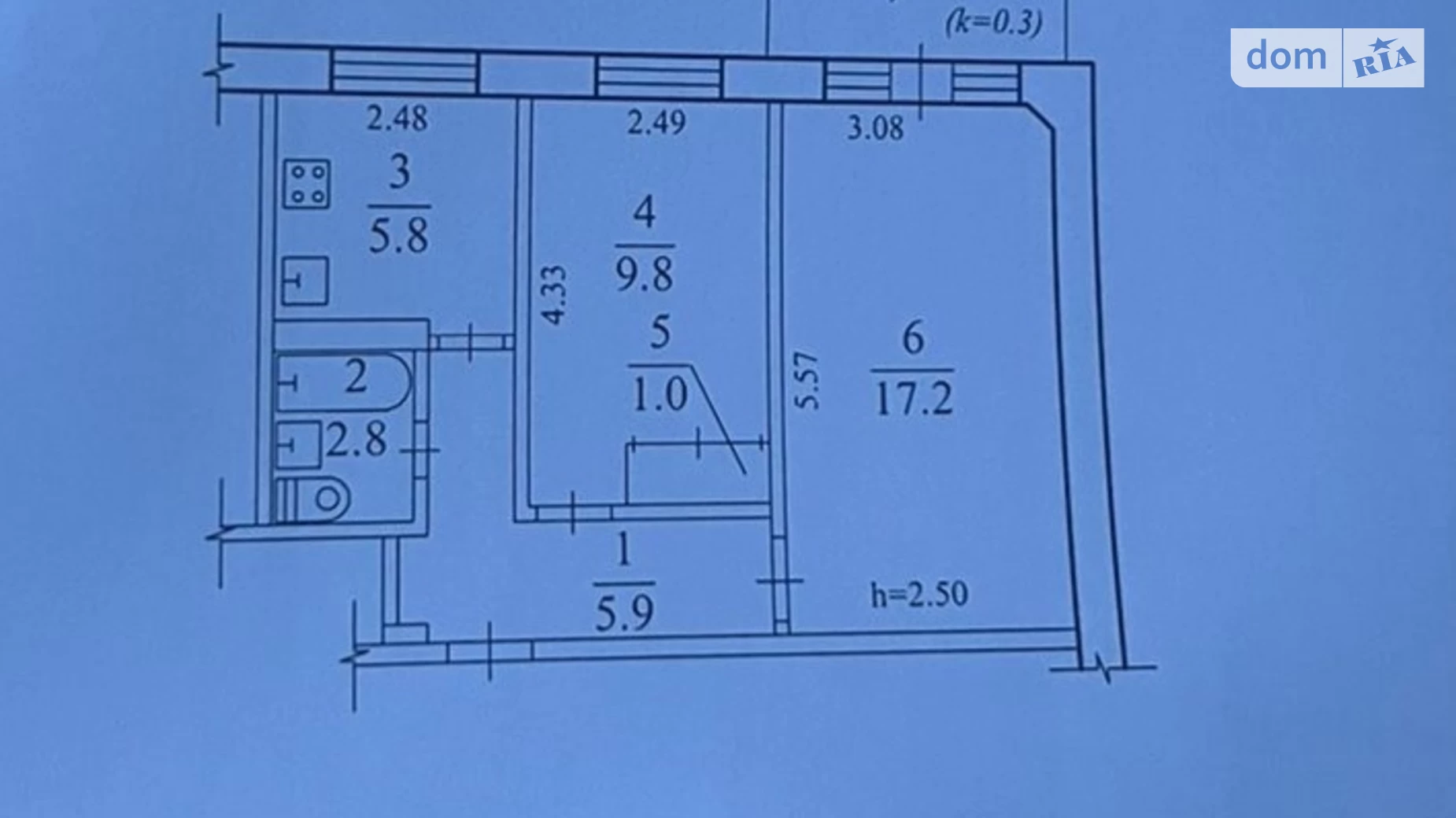 Продается 2-комнатная квартира 44 кв. м в Днепре, просп. Петра Калнышевского