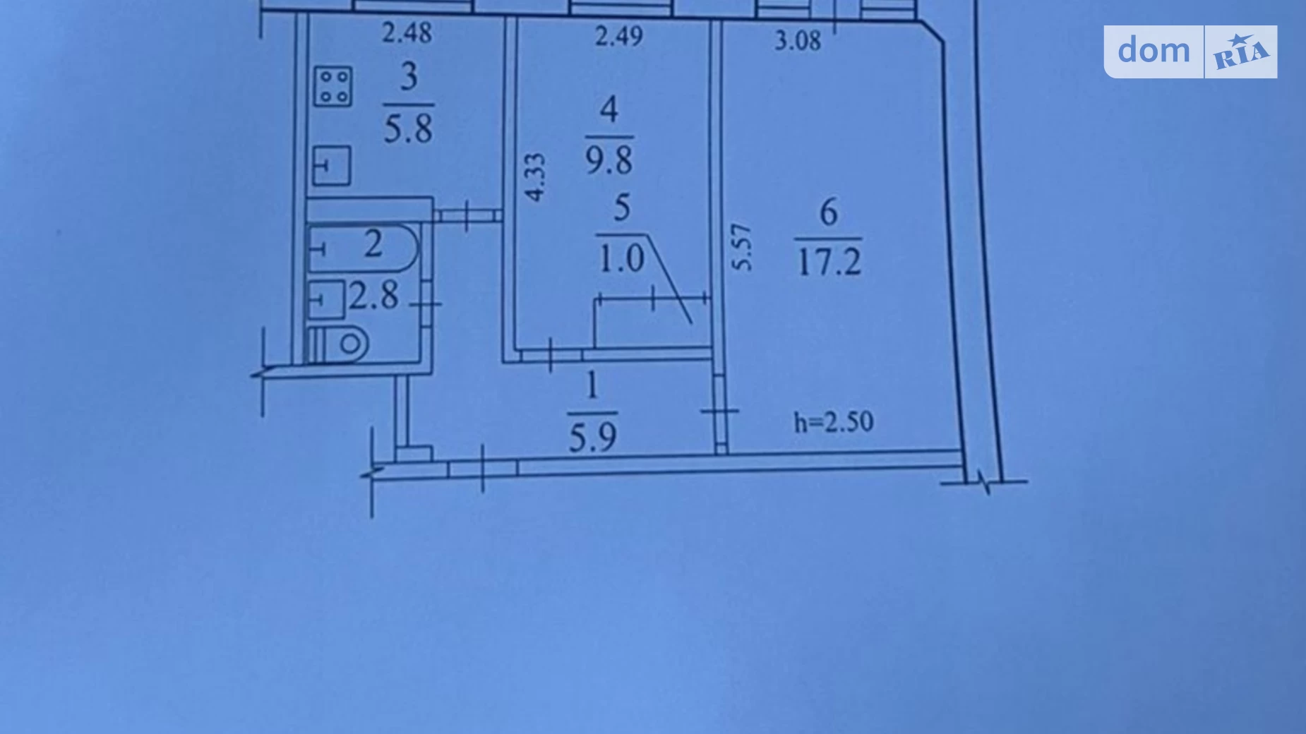 Продается 2-комнатная квартира 44 кв. м в Днепре, просп. Петра Калнышевского