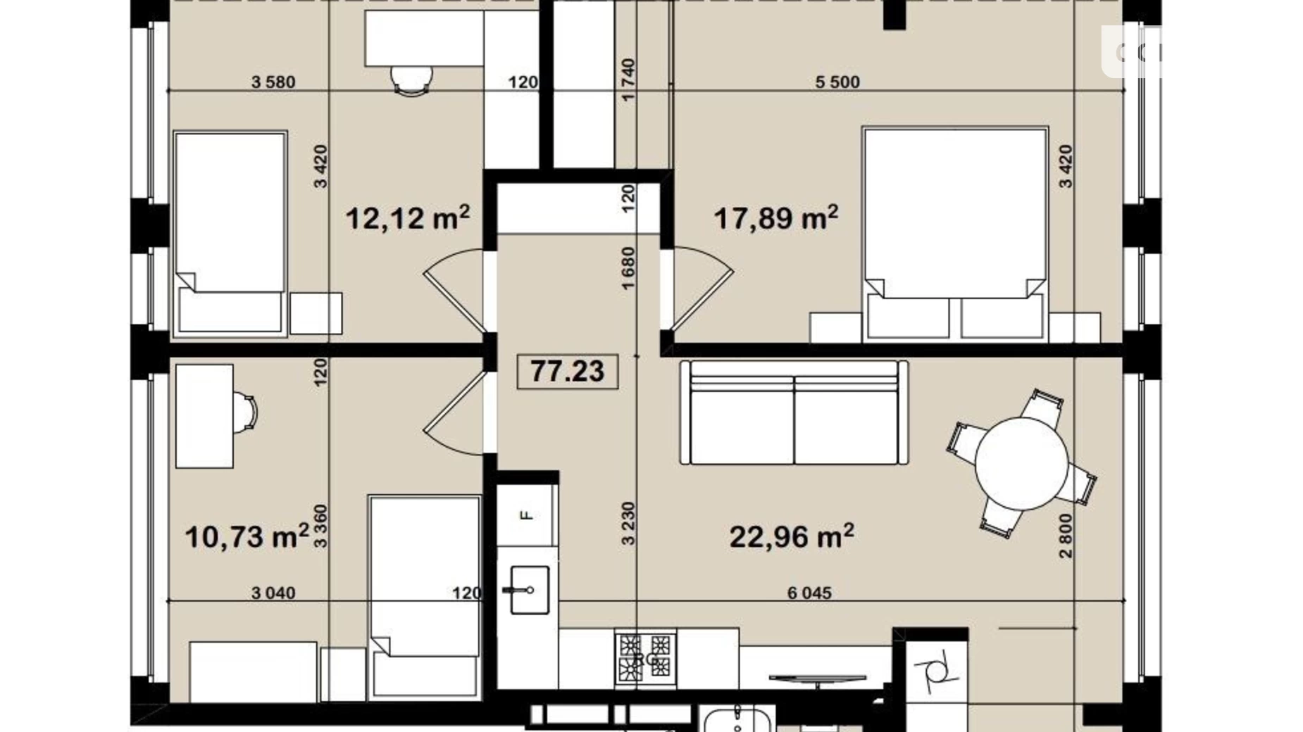 Продается 3-комнатная квартира 75 кв. м в Днепре, ул. Холодильная, 67