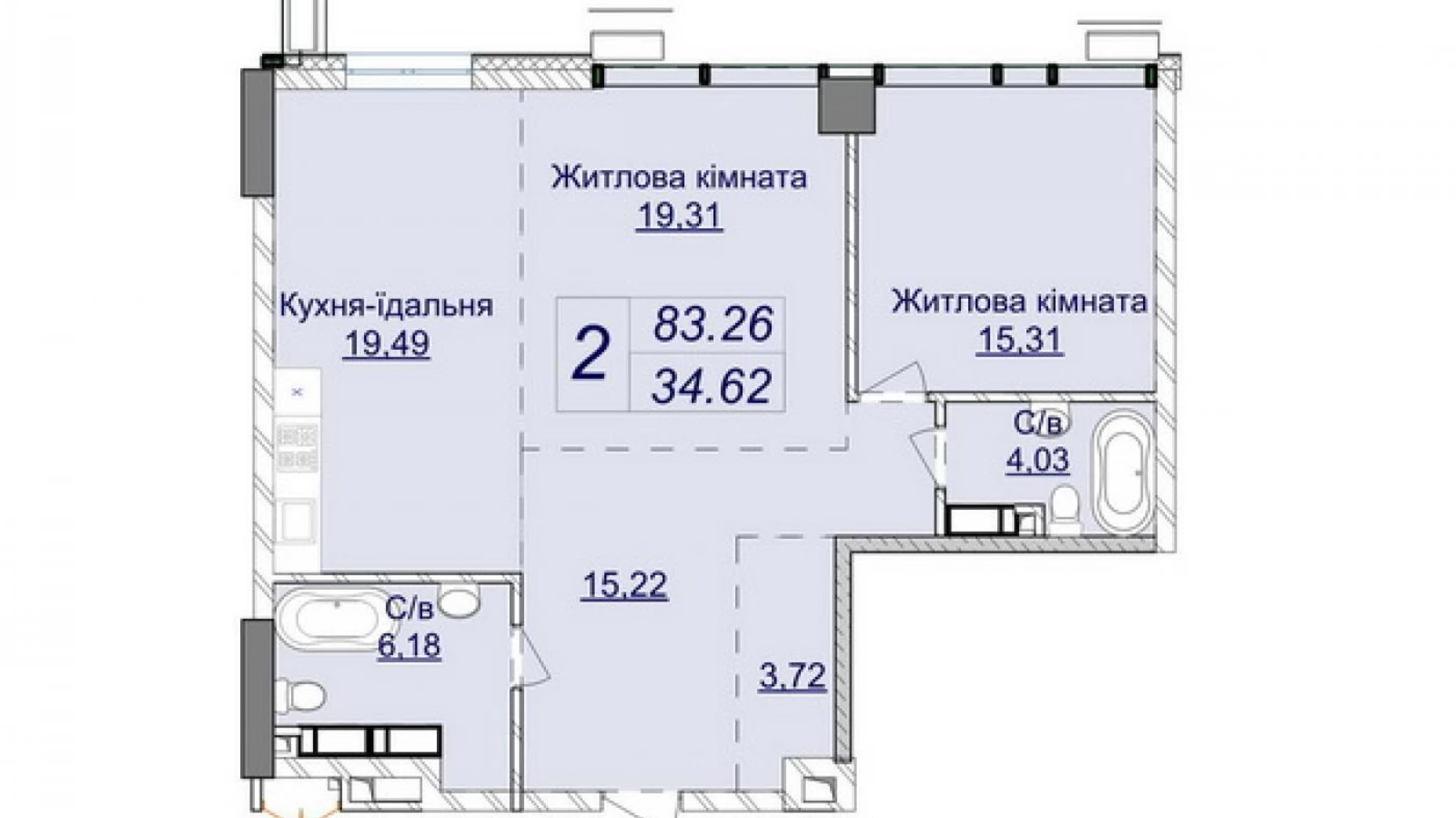 Продается 2-комнатная квартира 60 кв. м в Киеве, ул. Андрея Верхогляда(Драгомирова), 20 - фото 2