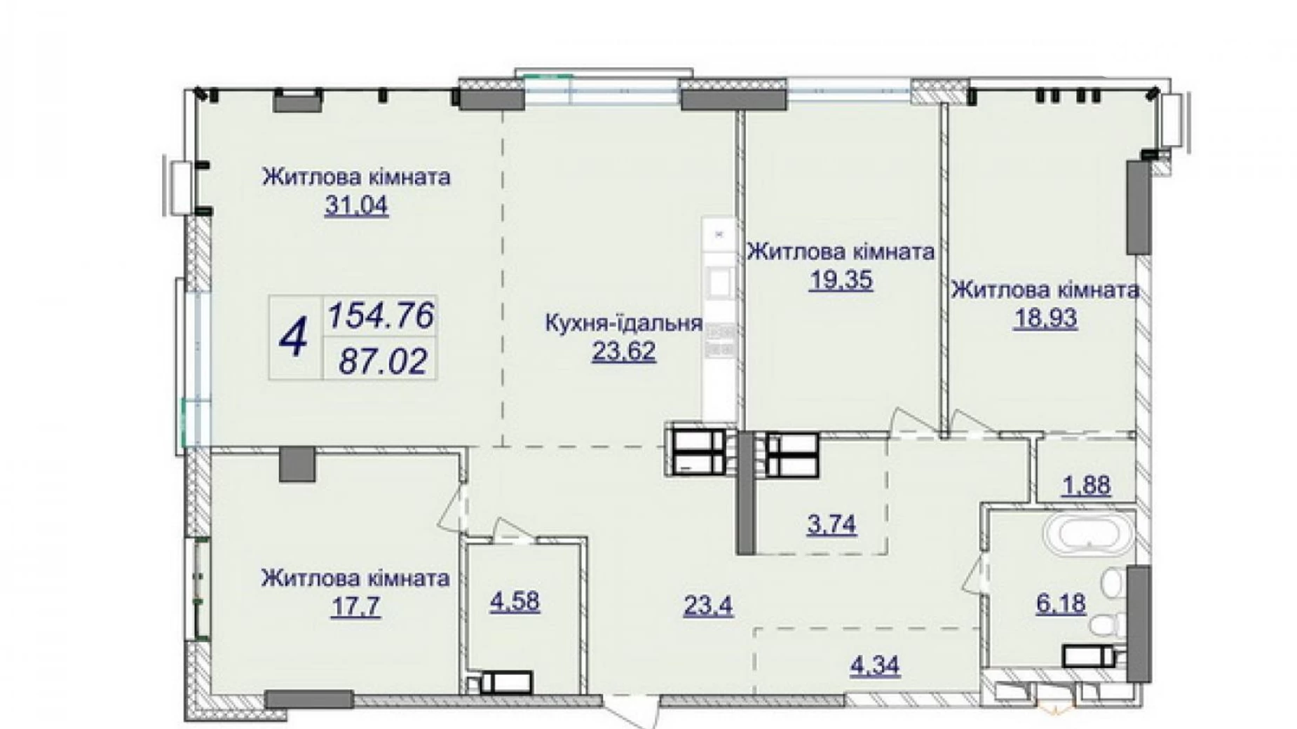 Продается 2-комнатная квартира 154 кв. м в Киеве, ул. Андрея Верхогляда(Драгомирова), 20 - фото 2