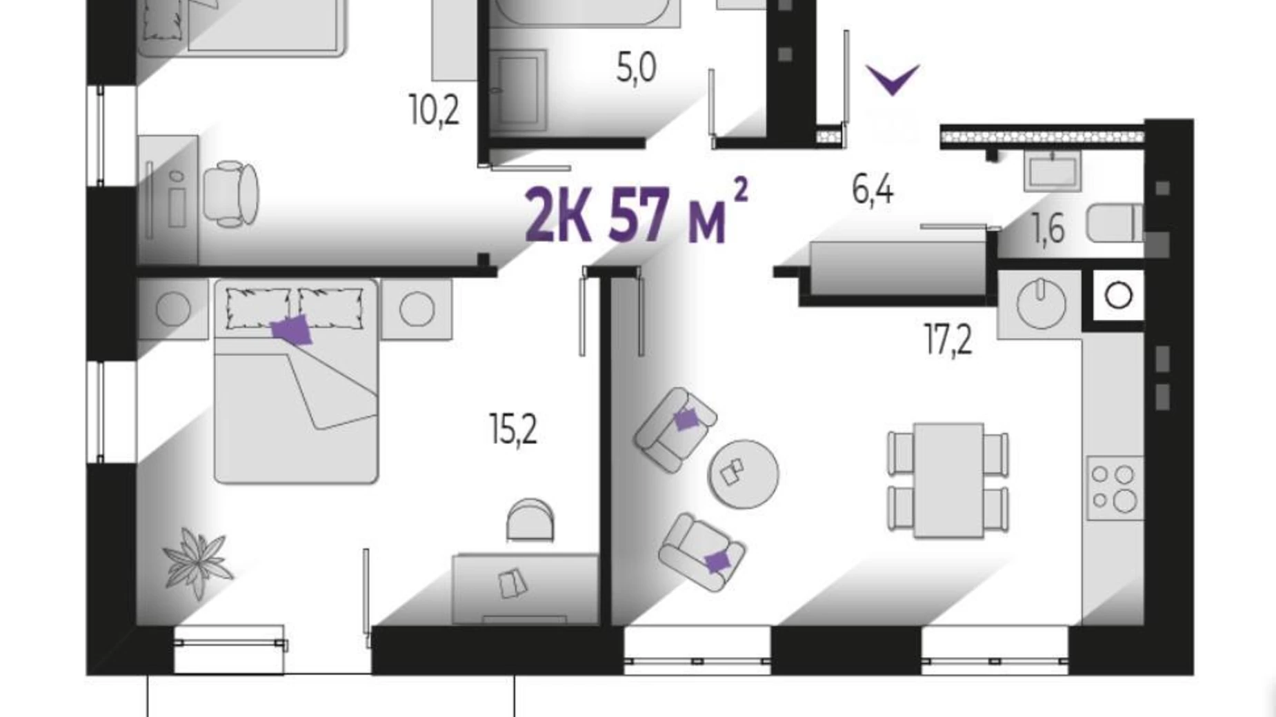 Продается 2-комнатная квартира 57 кв. м в Ивано-Франковске, ул. Тараса Шевченко, 223