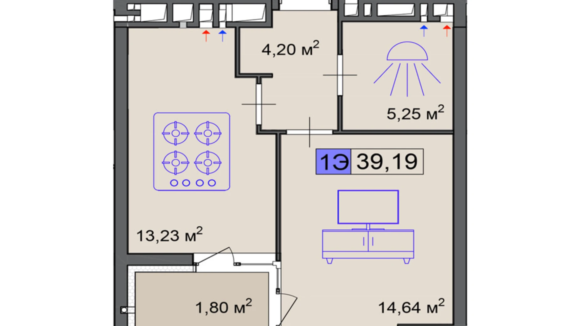 Продається 1-кімнатна квартира 39.19 кв. м у Черкасах, вул. Маламужа Олександра, 31 - фото 2