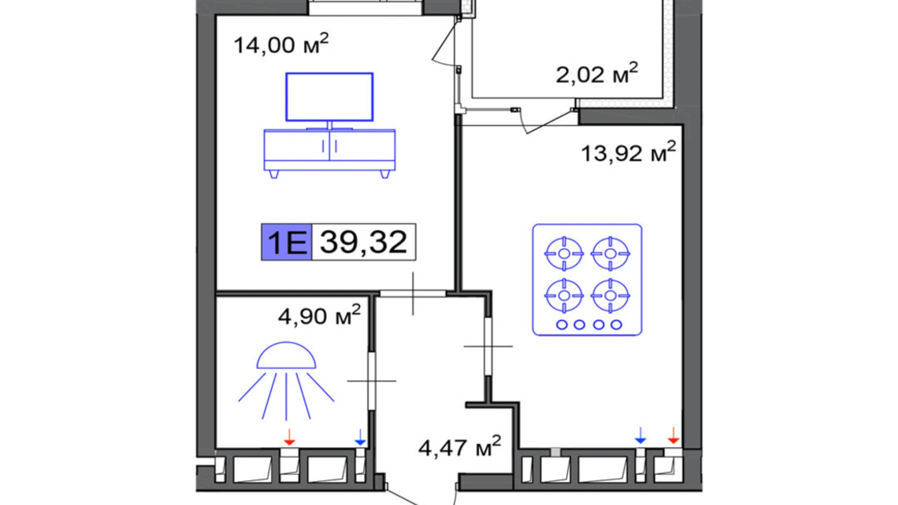 Продається 1-кімнатна квартира 39.32 кв. м у Черкасах, вул. Маламужа Олександра, 31 - фото 2
