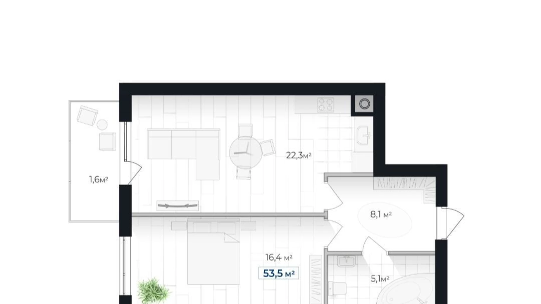 Продается 1-комнатная квартира 54 кв. м в Ивано-Франковске, ул. Коновальца Евгения