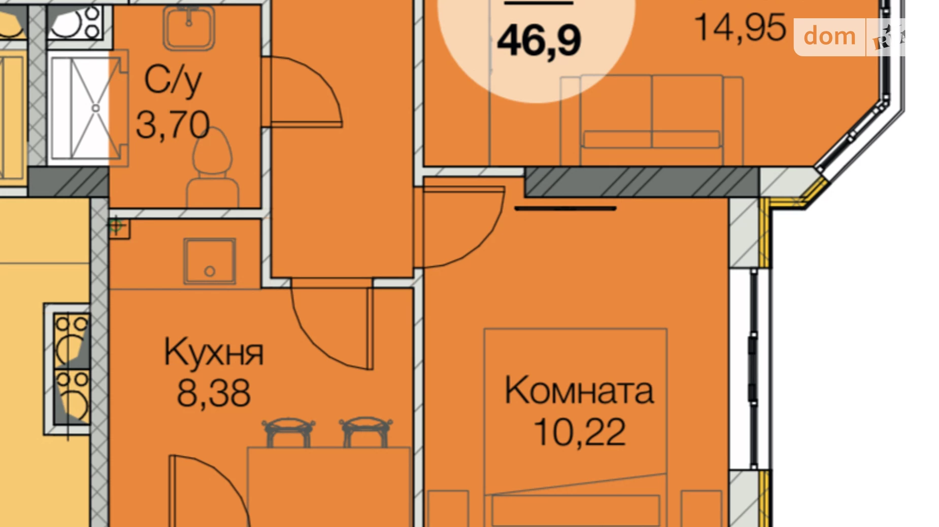 Продається 2-кімнатна квартира 47 кв. м у Ілічанці, вул. Паустовського, 3/1