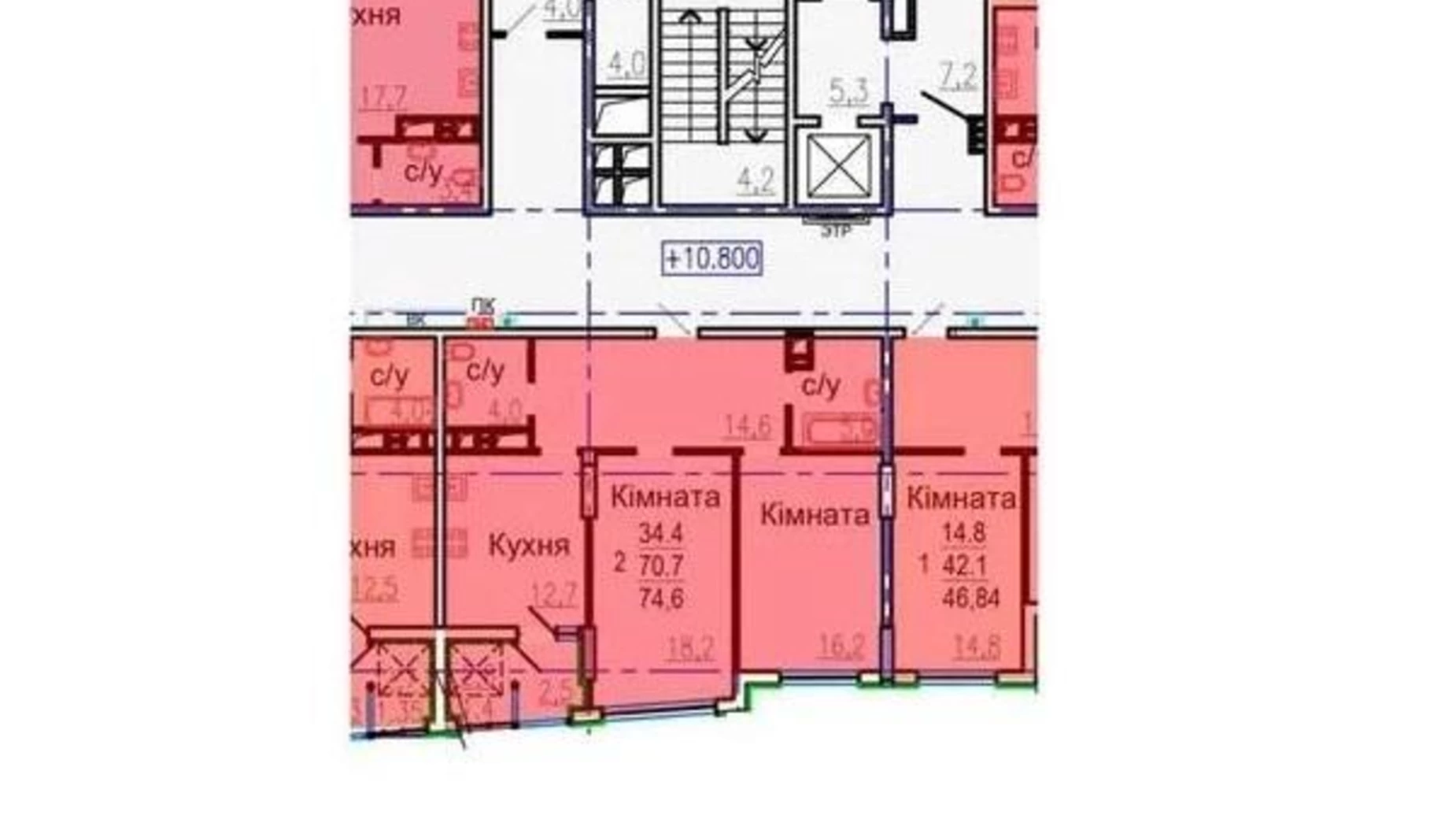 Продается 2-комнатная квартира 72 кв. м в Харькове, ул. Авиационная, 32