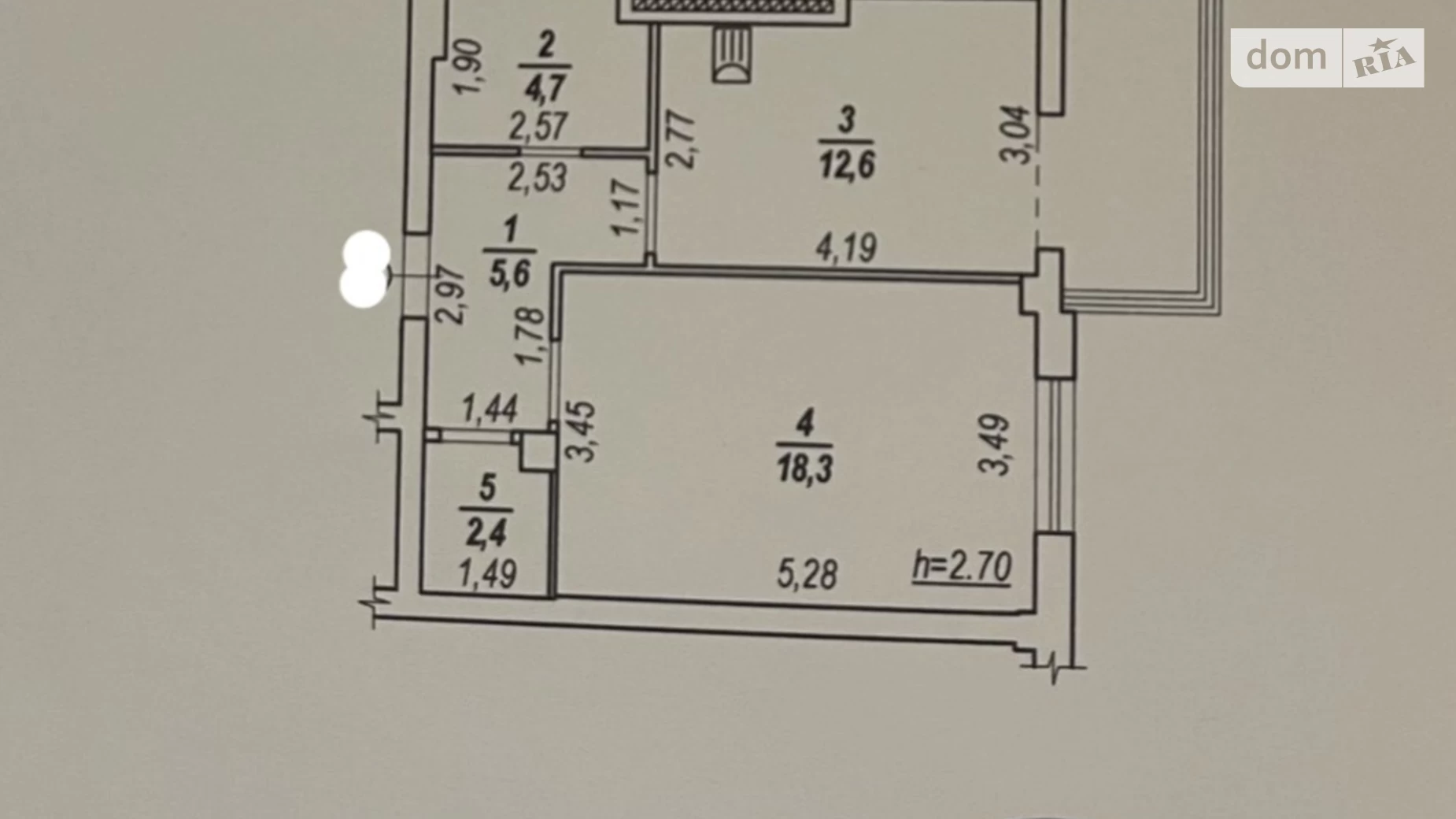 Продается 1-комнатная квартира 46.7 кв. м в Ровно, ул. Гурия Бухала