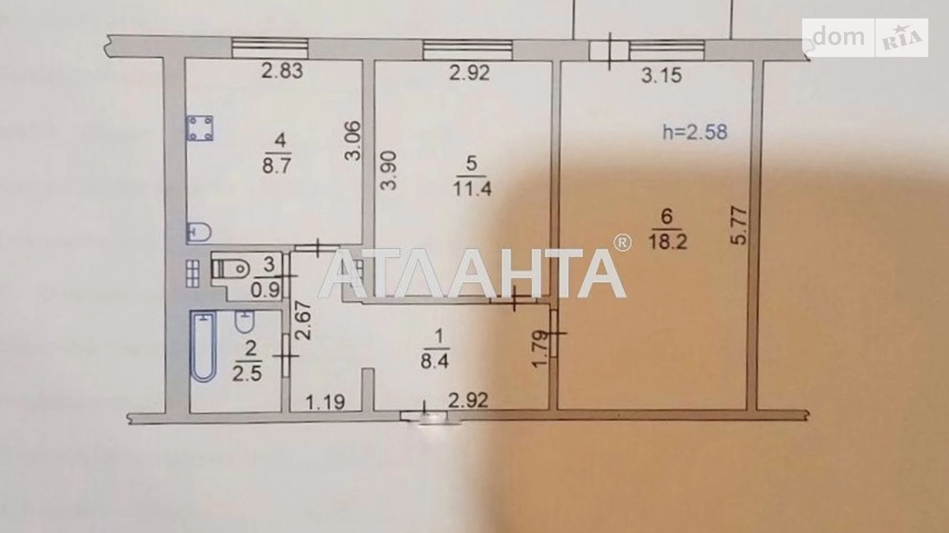 Продається 2-кімнатна квартира 51 кв. м у Чорноморську, вул. Лазурна(Гайдара)