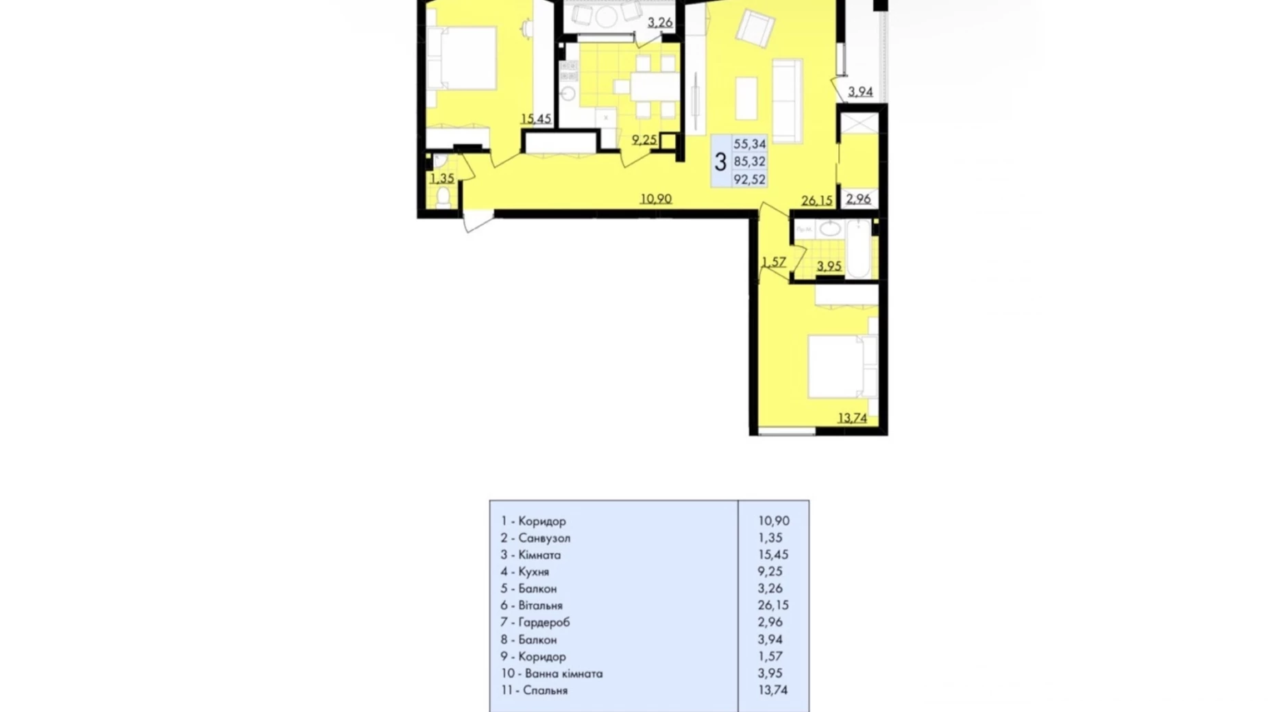 Продается 3-комнатная квартира 88.93 кв. м в Черновцах, ул. Шептицкого Андрея Митрополита, 7 - фото 4