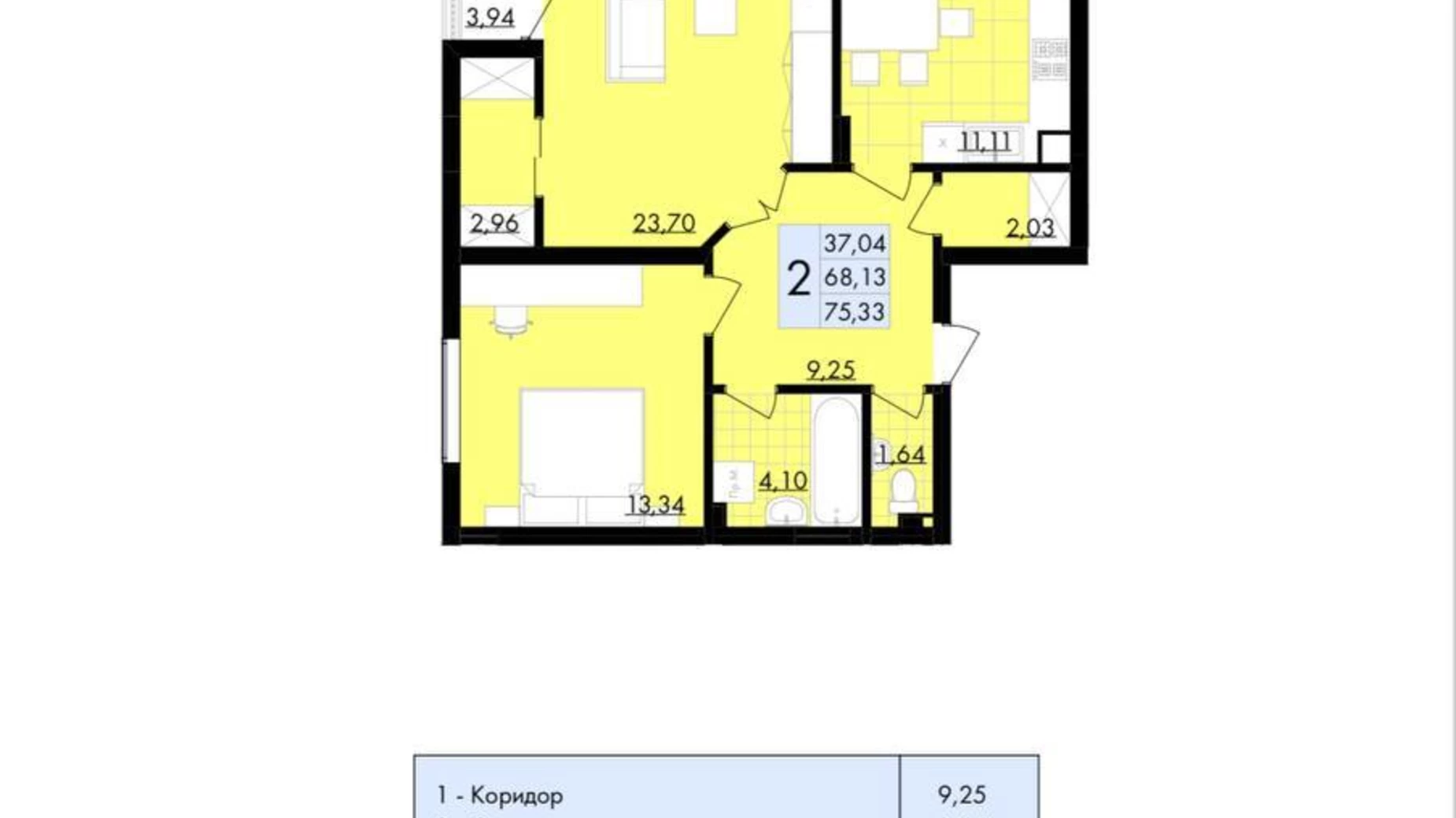 Продается 2-комнатная квартира 70 кв. м в Черновцах