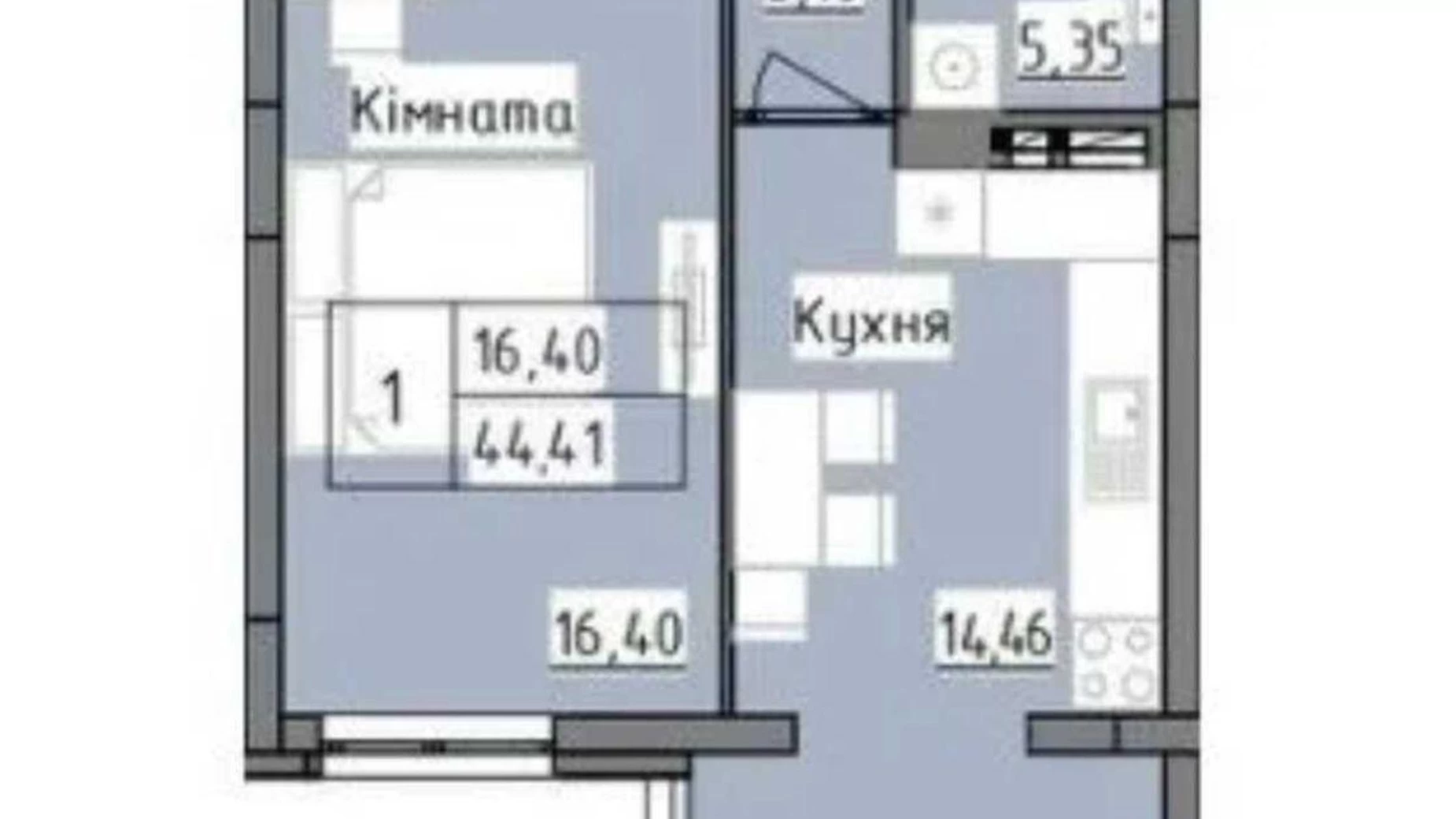 Продається 1-кімнатна квартира 44 кв. м у Львові, вул. Роксоляни, 151
