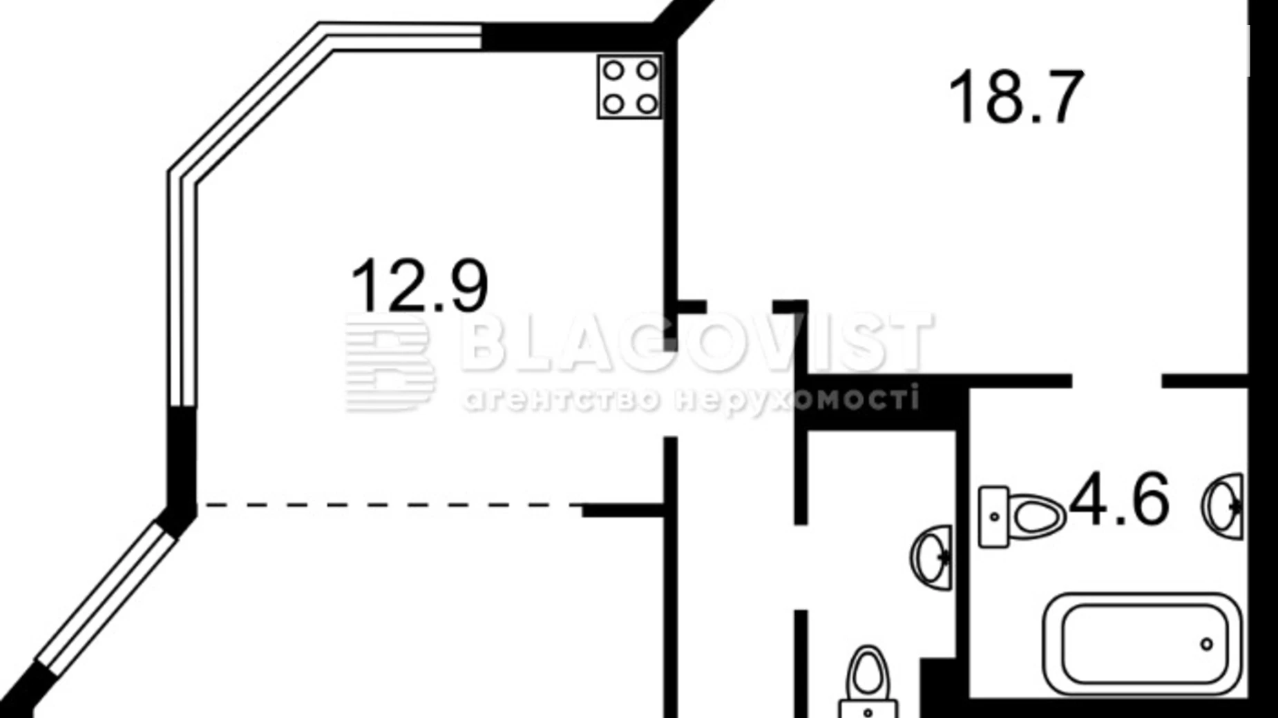 Продается 2-комнатная квартира 74.4 кв. м в Киеве, пер. Нестеровский, 6