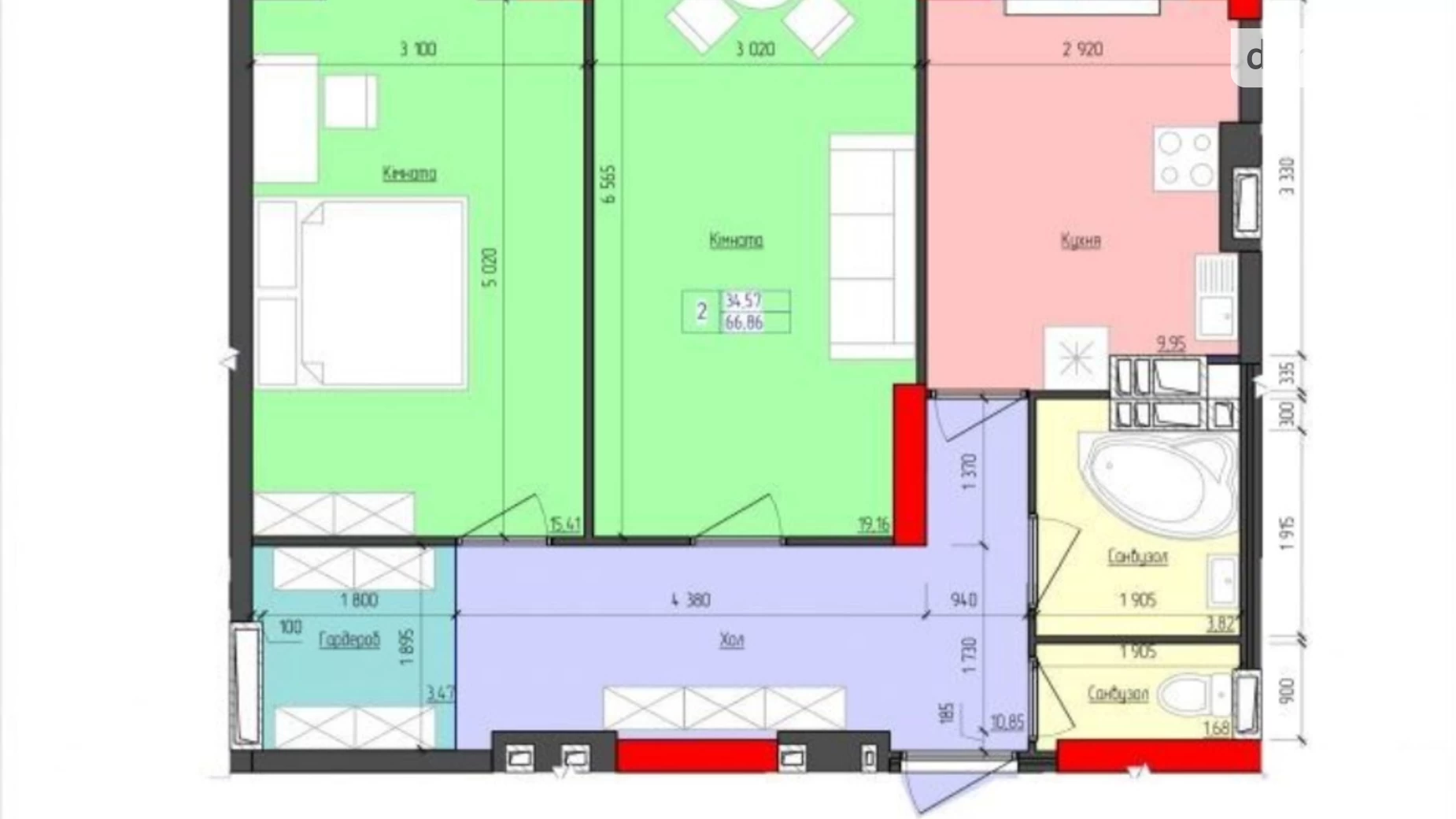 Продается 2-комнатная квартира 67.8 кв. м в Житомире, Ворота Искусств майд., 9А