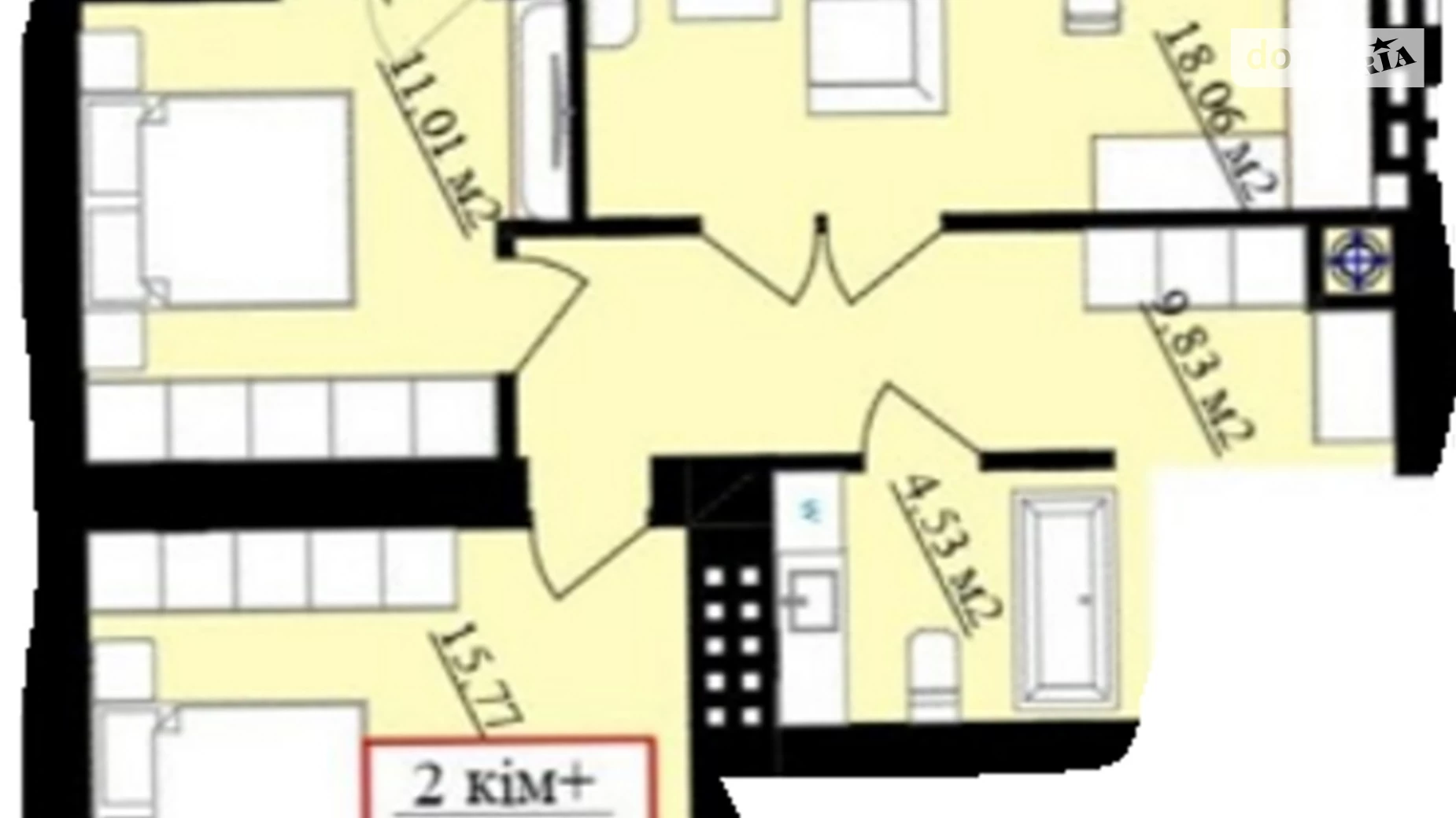 Продается 2-комнатная квартира 63.5 кв. м в Криховцах, ул. Приозерная