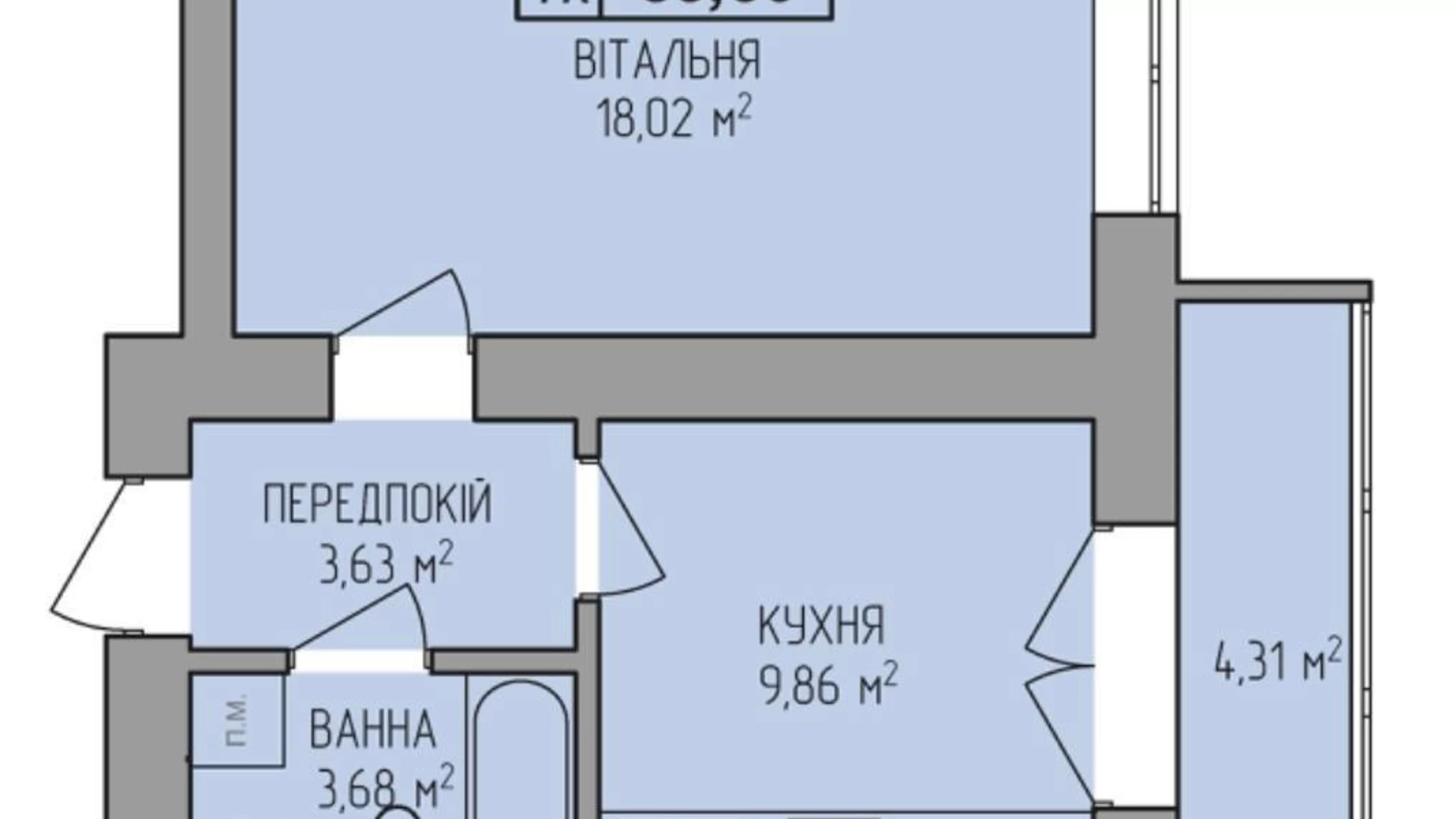 Продается 1-комнатная квартира 41 кв. м в Ивано-Франковске, ул. Волошина Августина, 2 - фото 3
