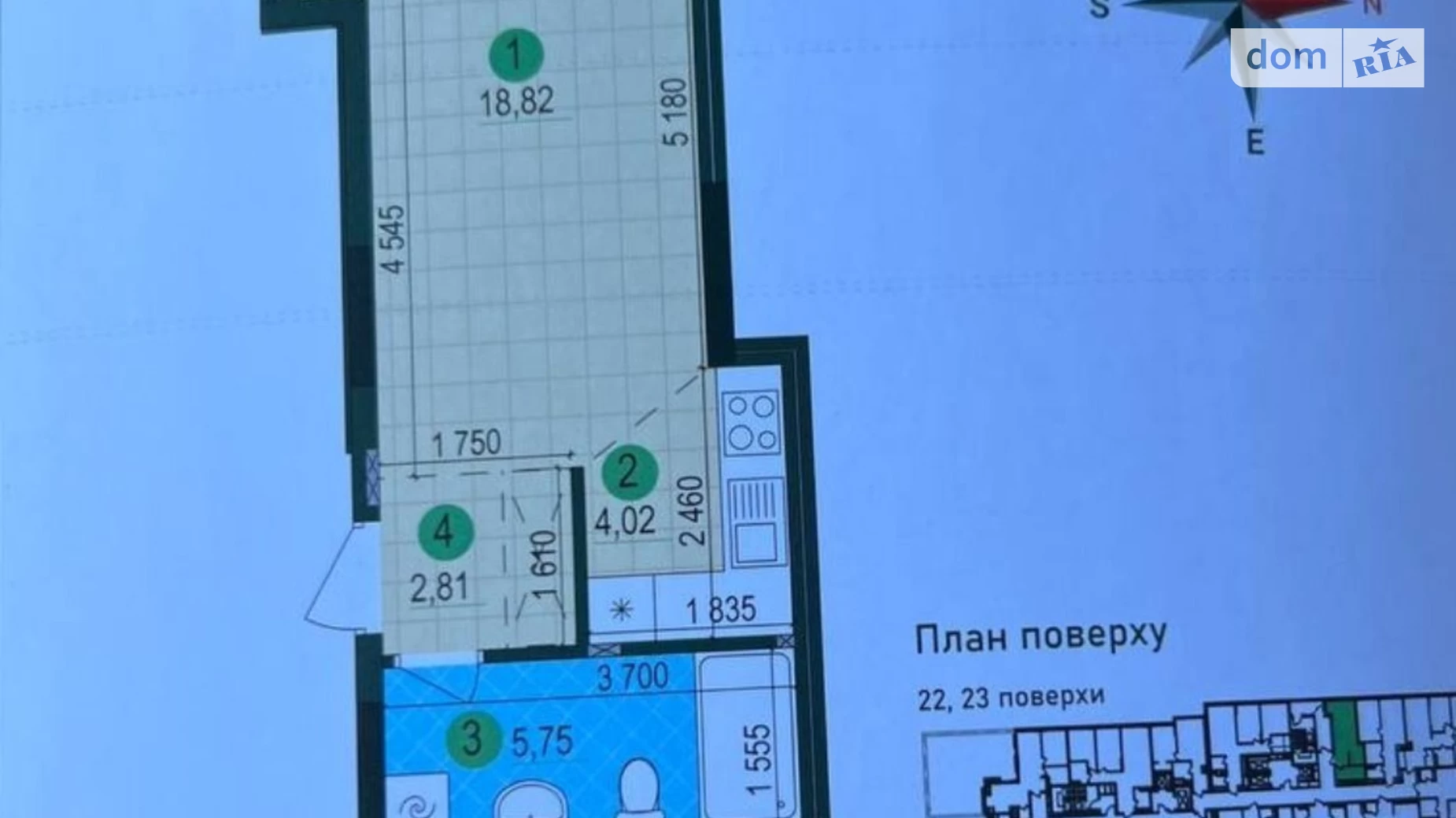 Продается 1-комнатная квартира 31.4 кв. м в Киеве, ул. Александра Олеся