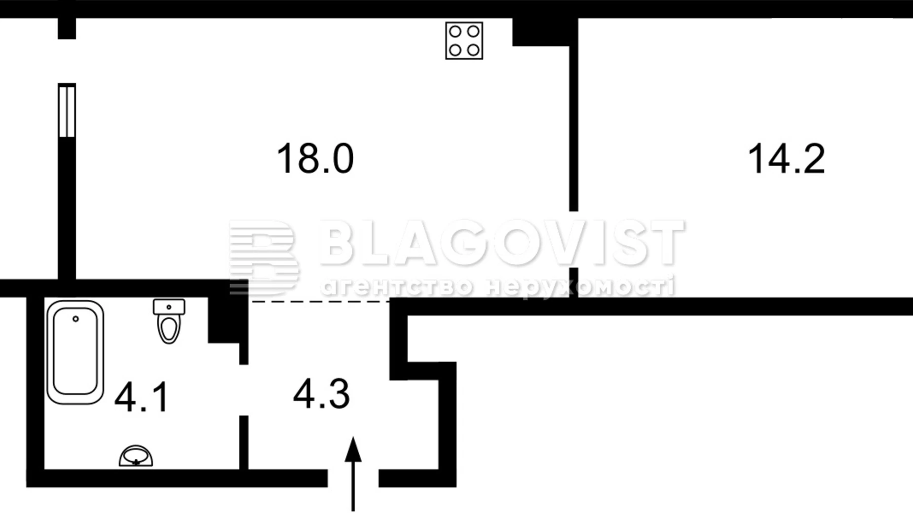 Продается 1-комнатная квартира 45 кв. м в Киеве, ул. Семьи Кистяковских, 4