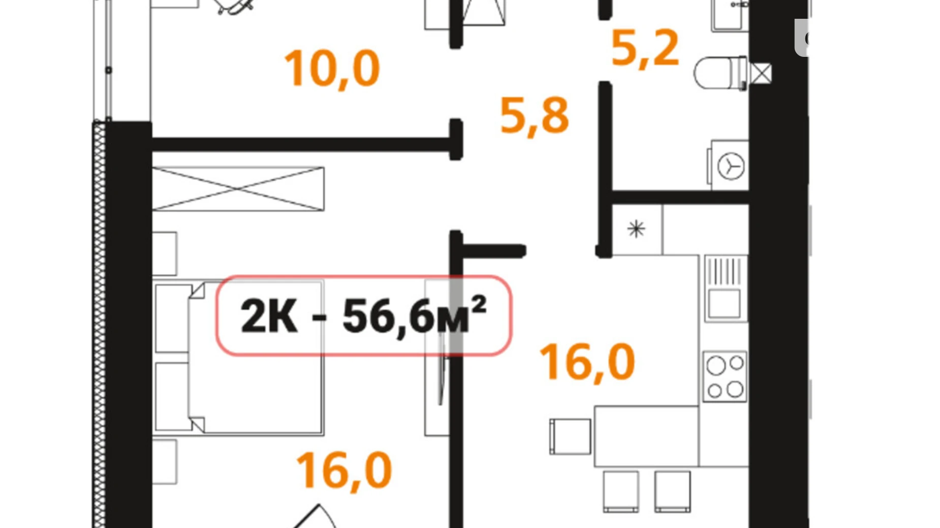 Продається 2-кімнатна квартира 56.6 кв. м у Івано-Франківську, вул. Отця Блавацького, 8 - фото 2