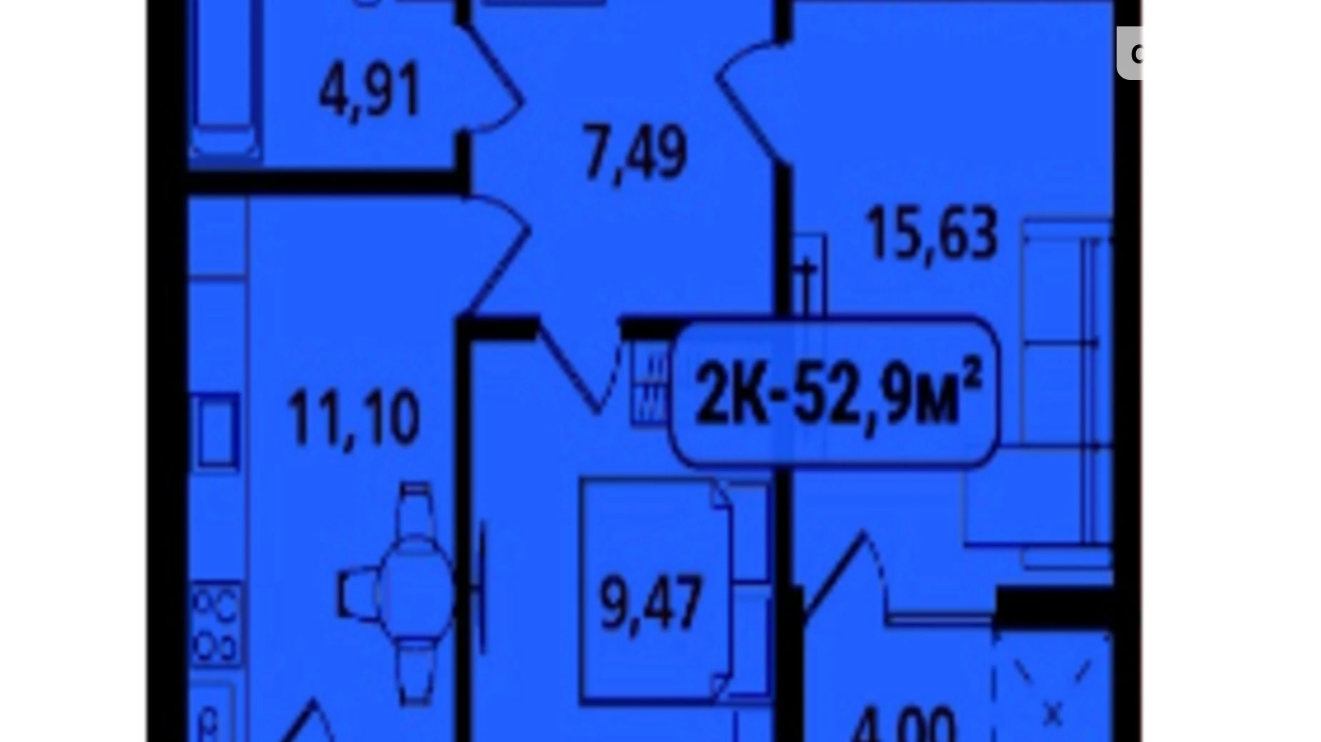 Продається 2-кімнатна квартира 52.9 кв. м у Івано-Франківську, вул. Отця Блавацького, 8 - фото 2