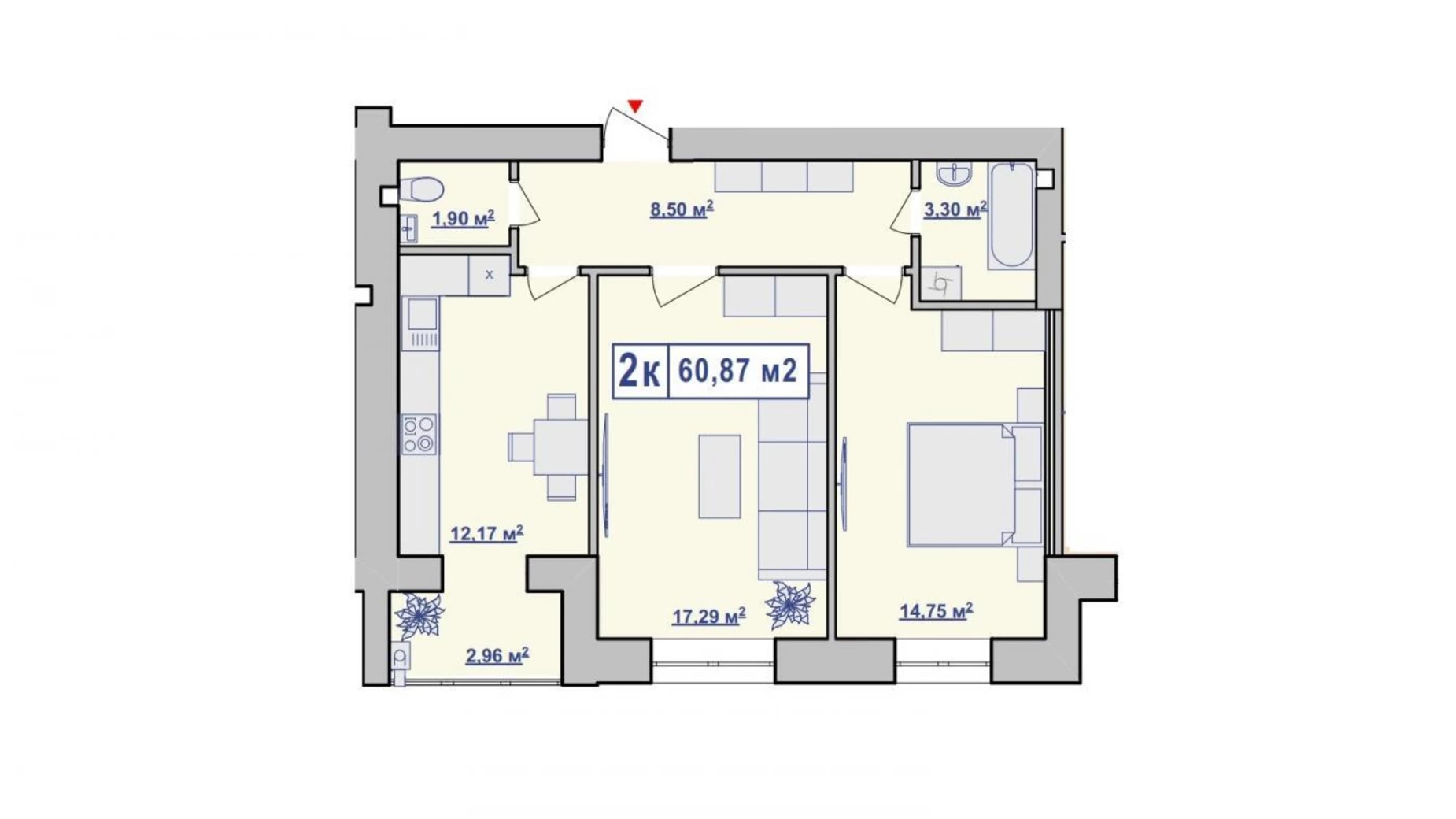 Продается 2-комнатная квартира 60 кв. м в Ивано-Франковске, ул. Галицкая, 92