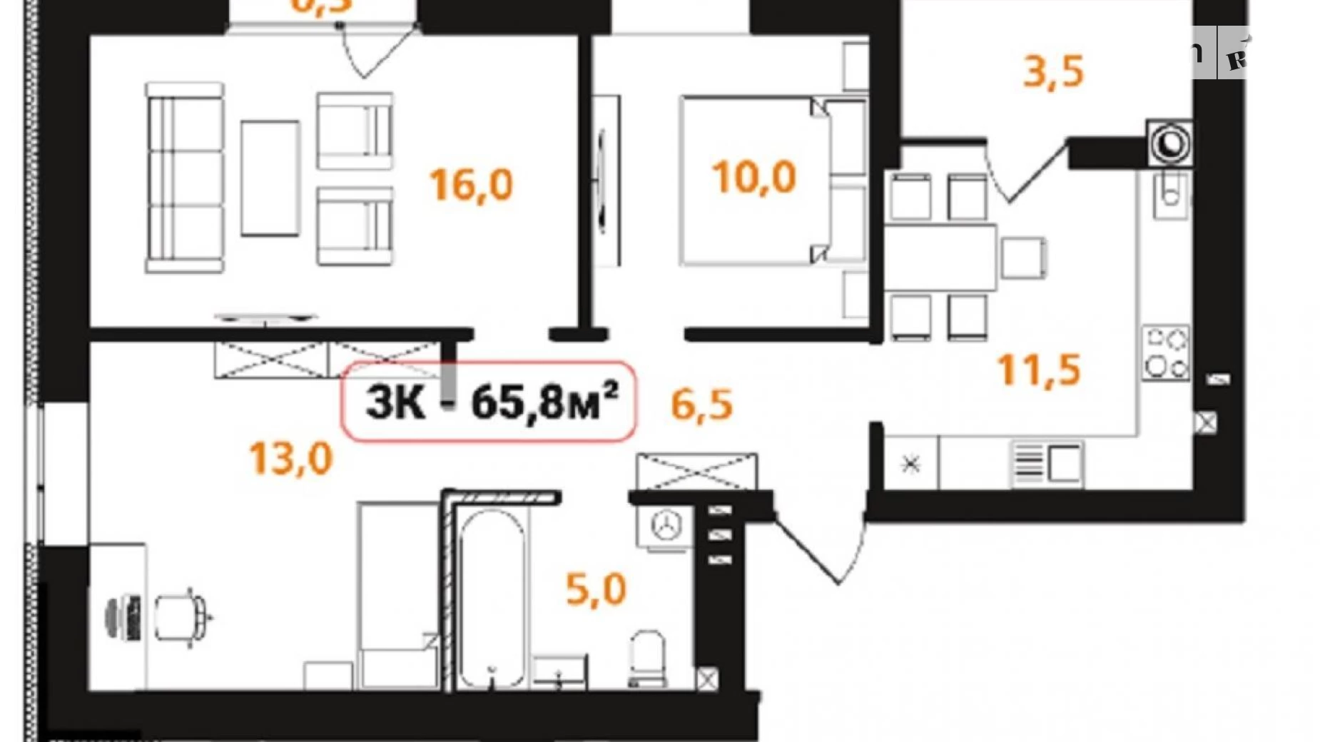 Продается 3-комнатная квартира 65.8 кв. м в Ивано-Франковске, ул. Отца Блавацкого, 9