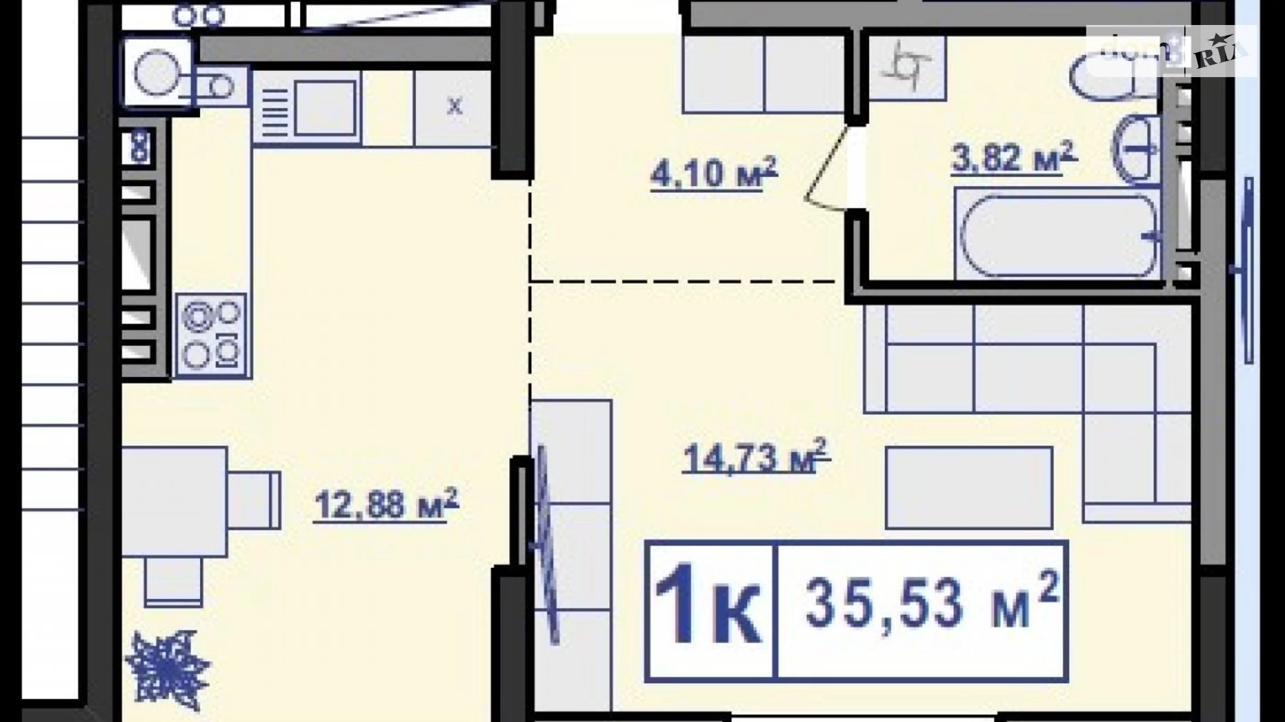 Продается 1-комнатная квартира 36 кв. м в Ивано-Франковске, ул. Вячеслава Черновола, 155