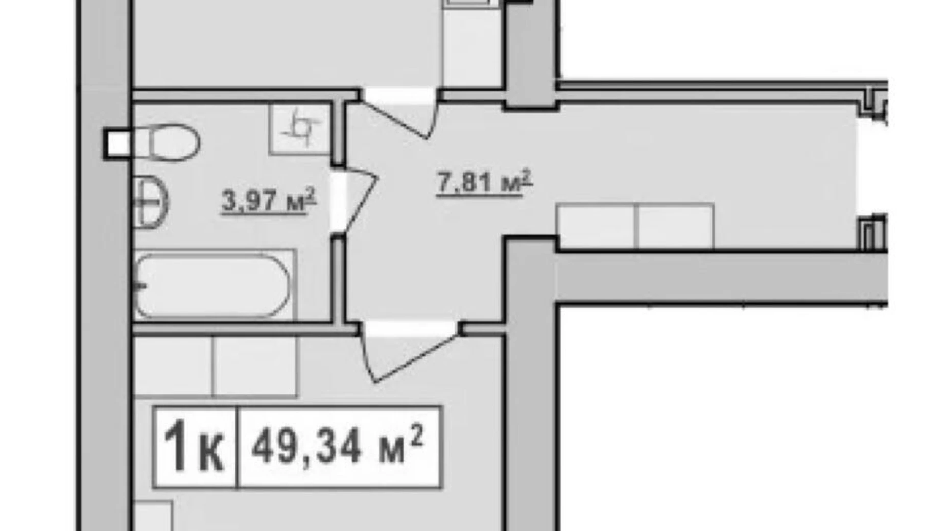 Продается 1-комнатная квартира 49 кв. м в Ивано-Франковске - фото 2