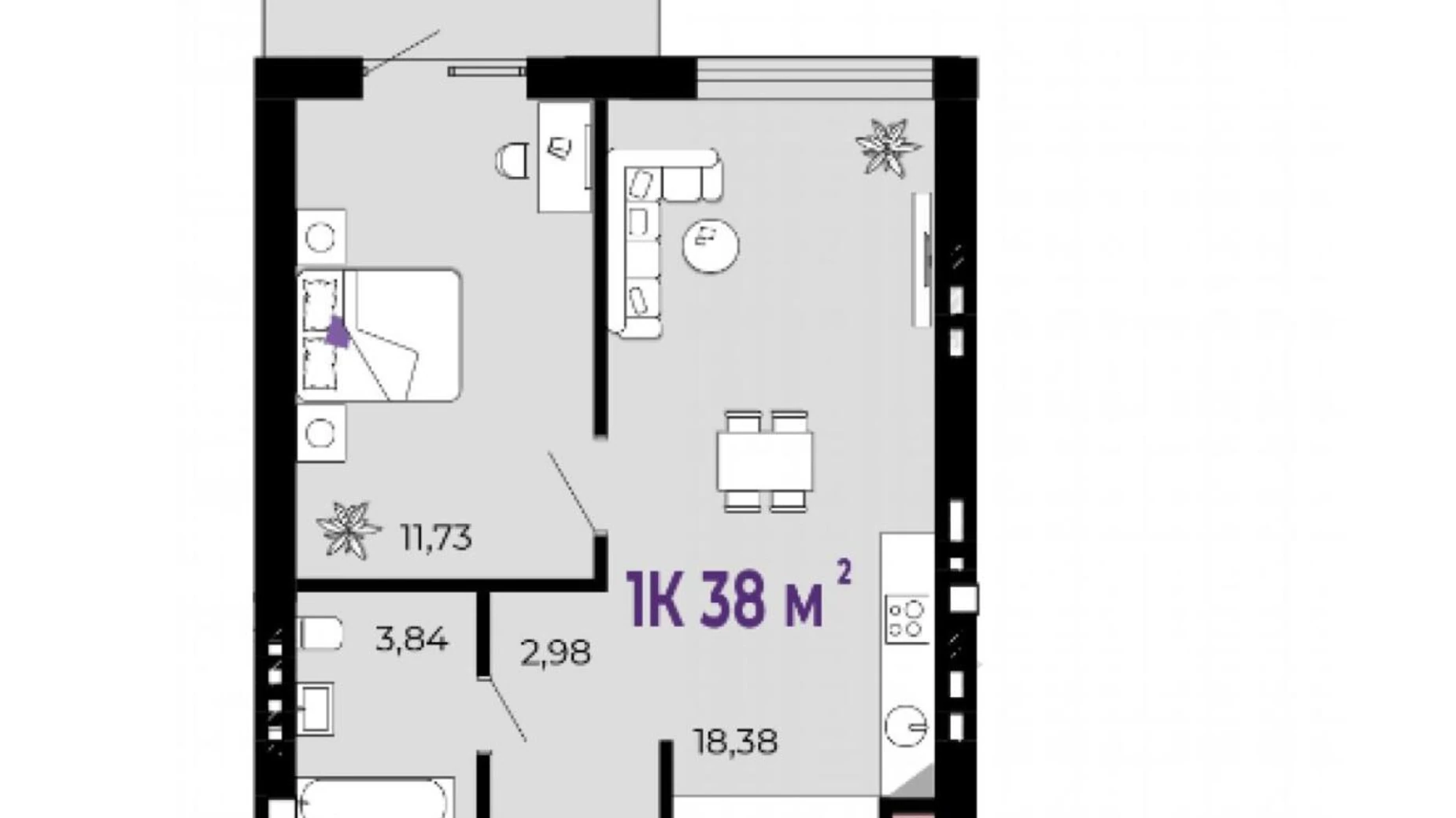 Продается 1-комнатная квартира 38 кв. м в Ивано-Франковске, ул. Набережная-Сагайдачного, 1