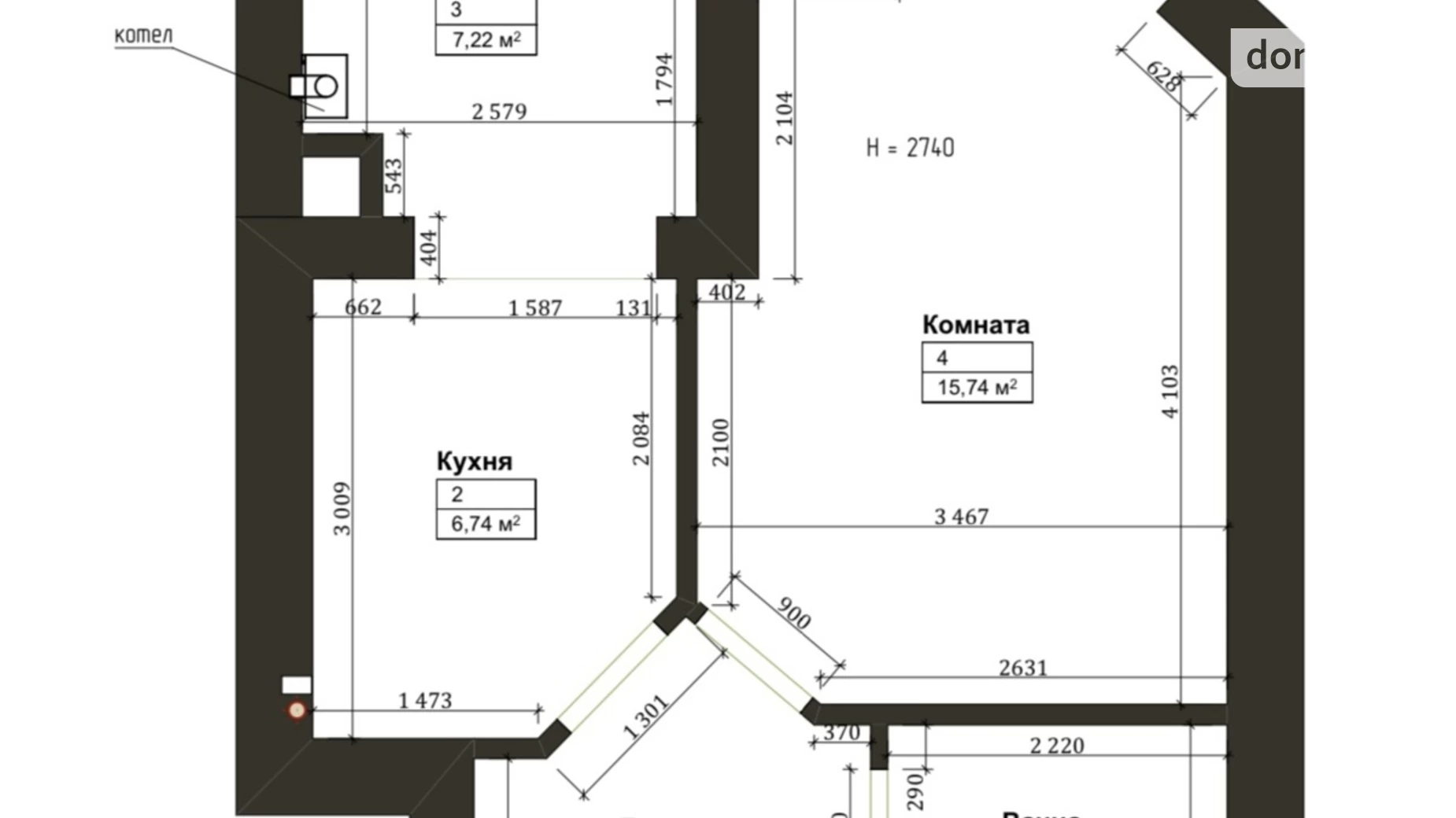 Продается 1-комнатная квартира 39 кв. м в Киеве, ул. Зеленая, 3