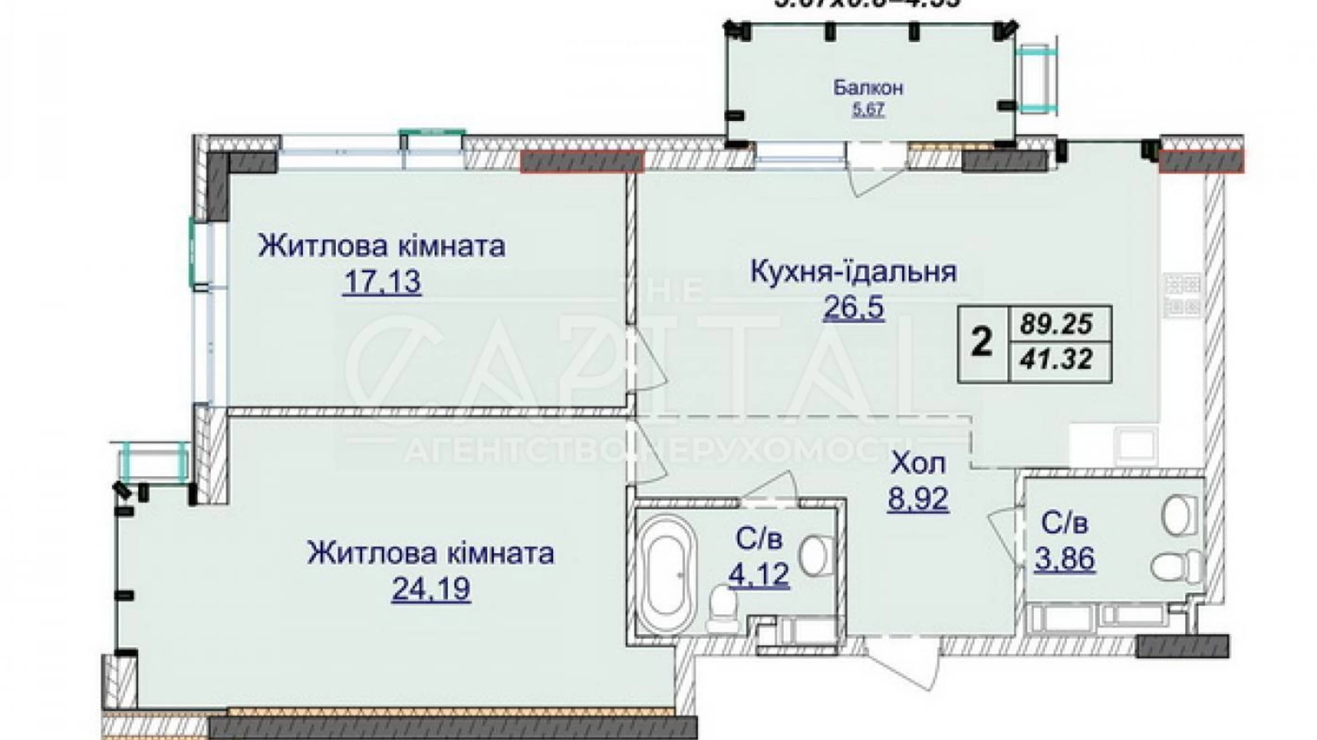 Продается 2-комнатная квартира 89.25 кв. м в Киеве, ул. Андрея Верхогляда(Драгомирова), 19Б - фото 3