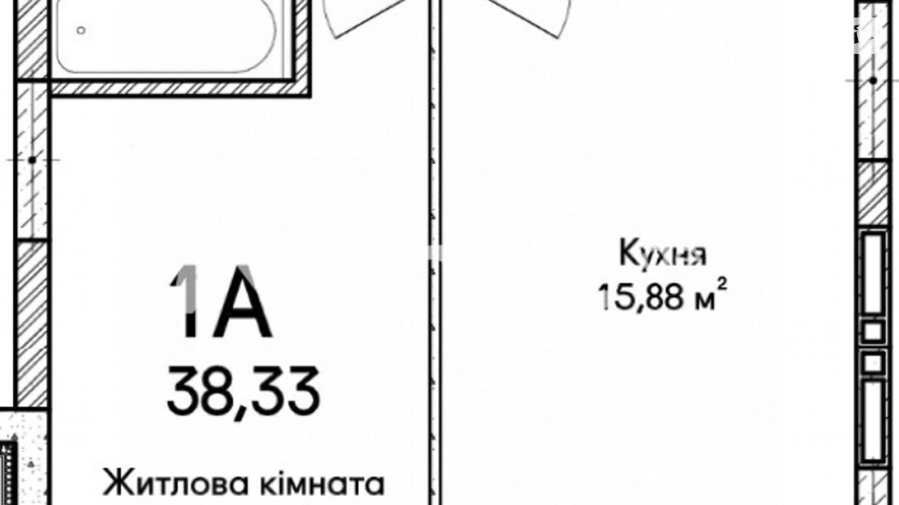 Продается 1-комнатная квартира 38 кв. м в Ирпене, ул. Достоевского, 1В