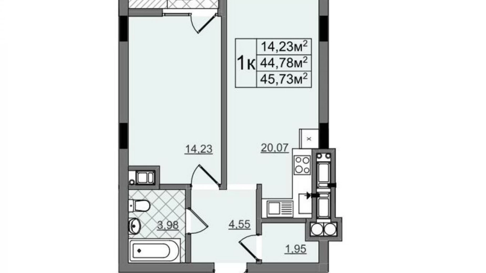 Продается 1-комнатная квартира 44.78 кв. м в Львове, ул. Владимира Великого, 50