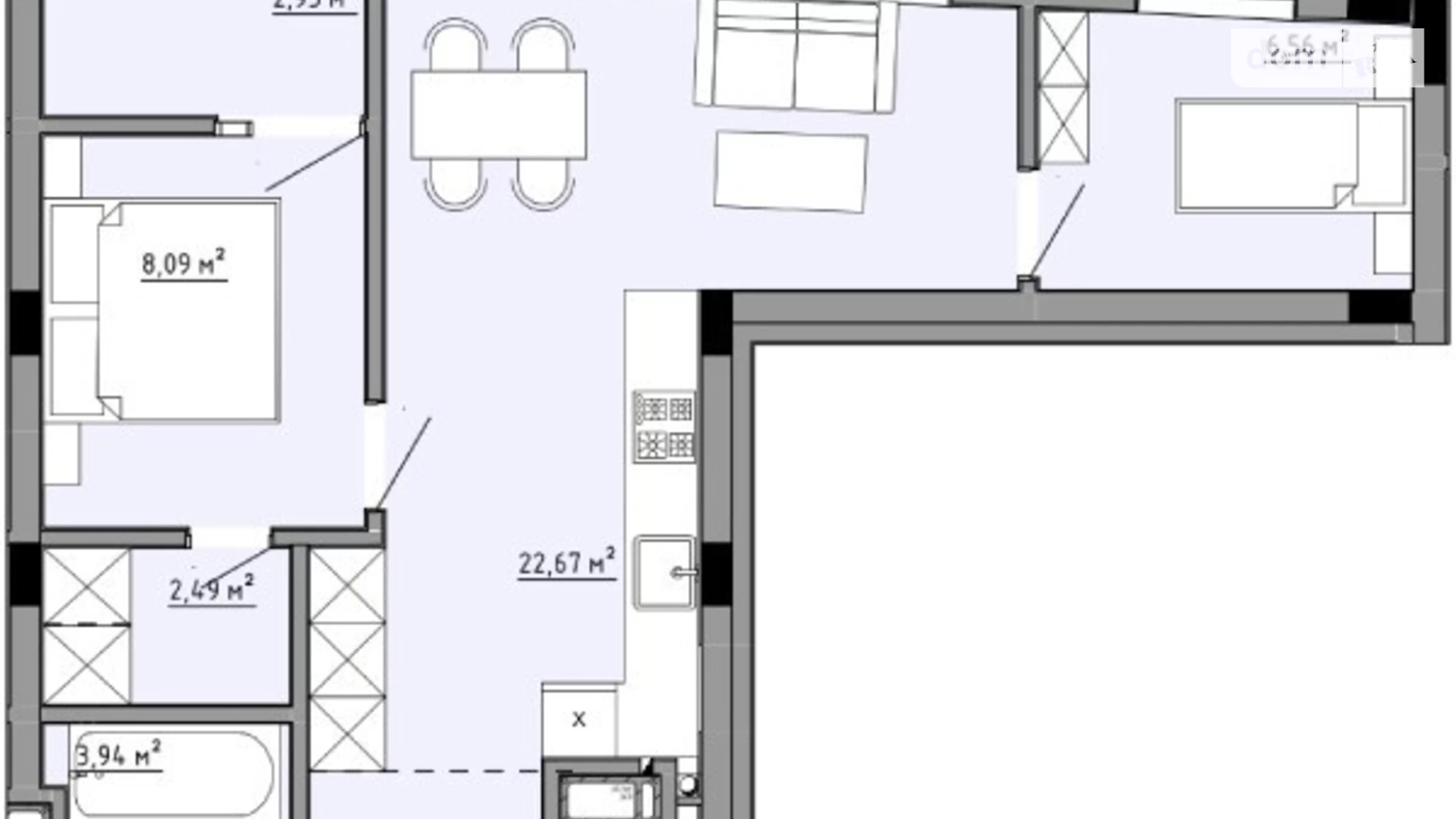 Продается 2-комнатная квартира 51.51 кв. м в Львове, ул. Орлика, 2 - фото 2