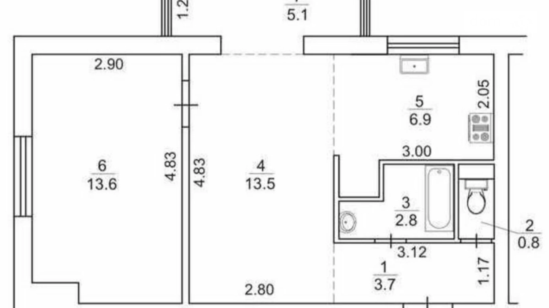 Продается 2-комнатная квартира 46 кв. м в Киеве, ул. Энтузиастов, 39