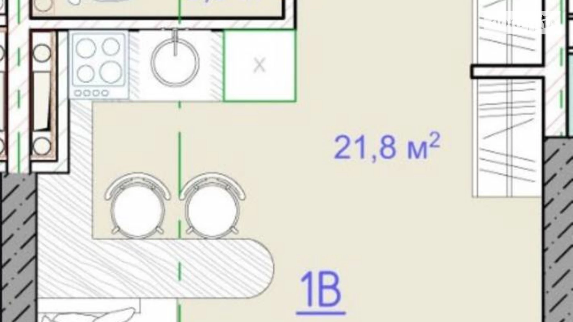 Продається 1-кімнатна квартира 24 кв. м у Одесі, вул. Академіка Вільямса