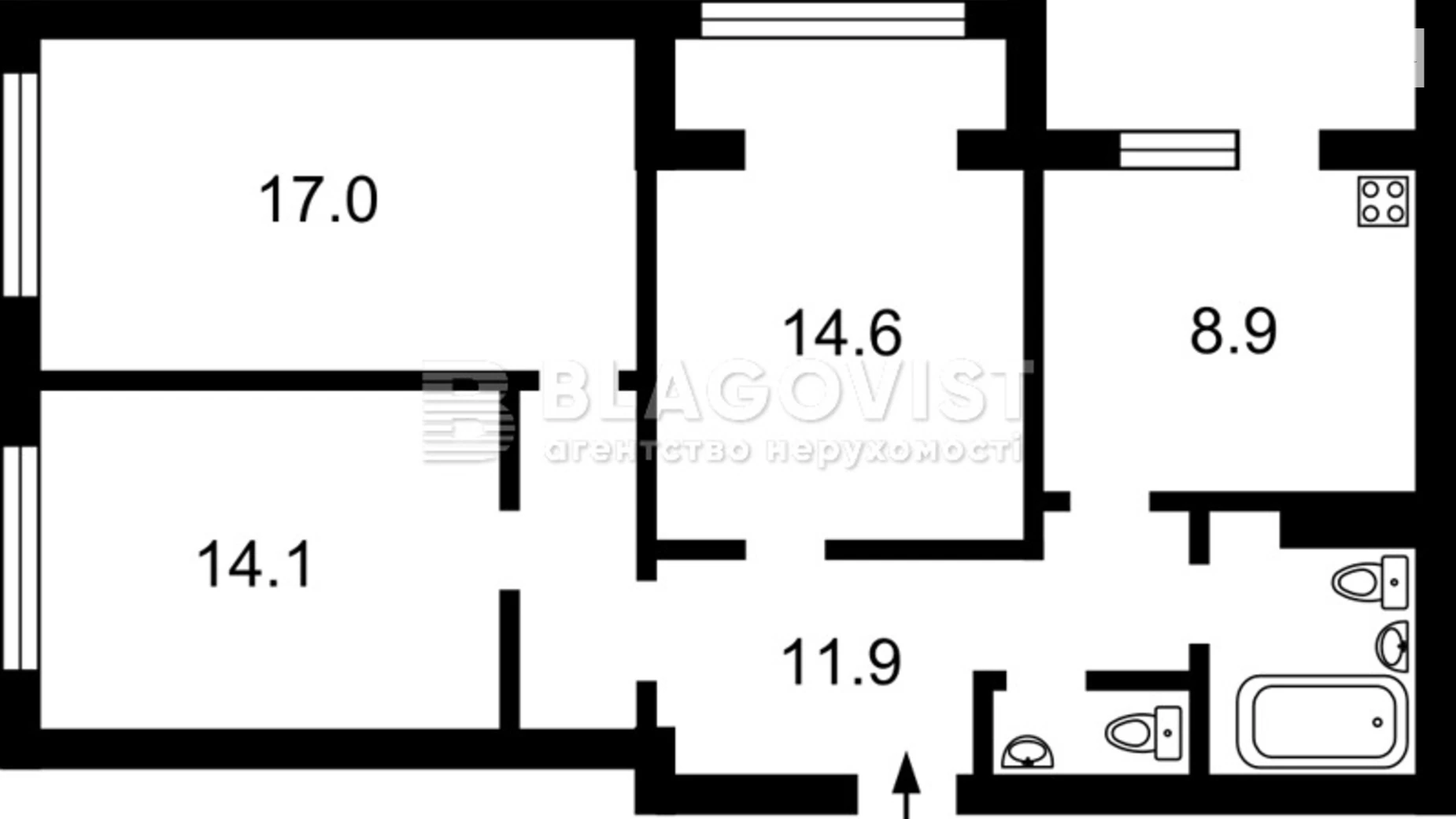 Продается 3-комнатная квартира 77 кв. м в Киеве, ул. Бориса Гмыри, 10/40