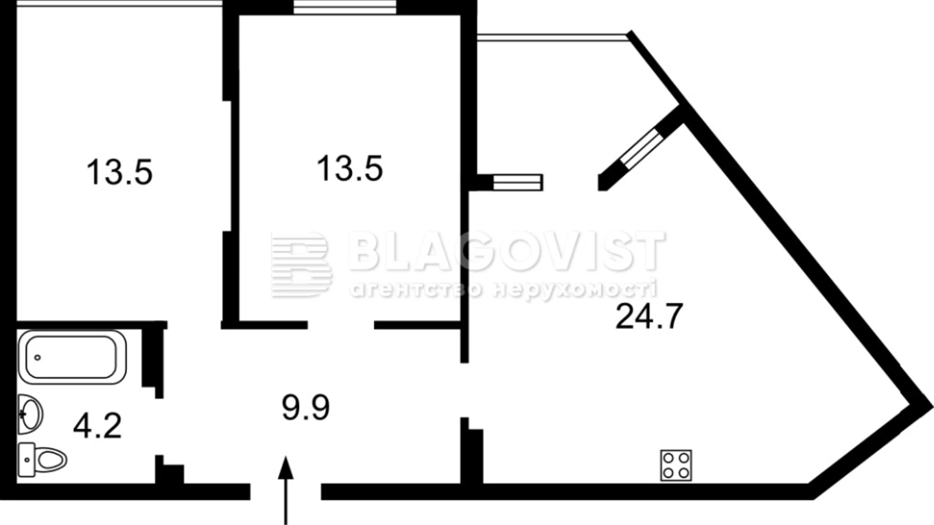 Продается 2-комнатная квартира 69.5 кв. м в Киеве, ул. Ревуцкого, 40В