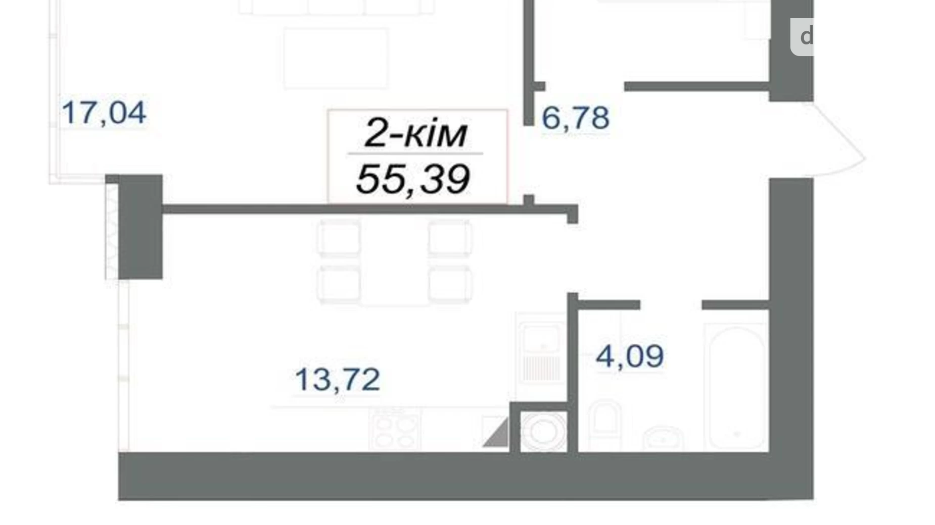 Продається 2-кімнатна квартира 55 кв. м у Івано-Франківську, вул. Симоненка Василя