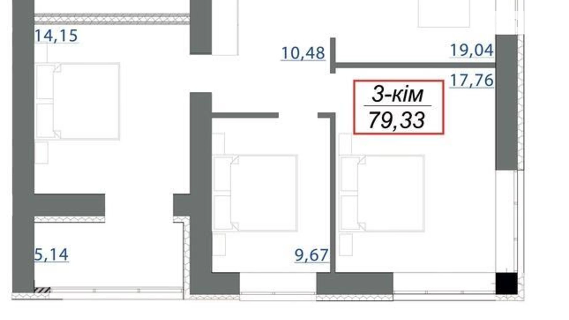 Продается 3-комнатная квартира 79 кв. м в Ивано-Франковске, ул. Симоненко Василия